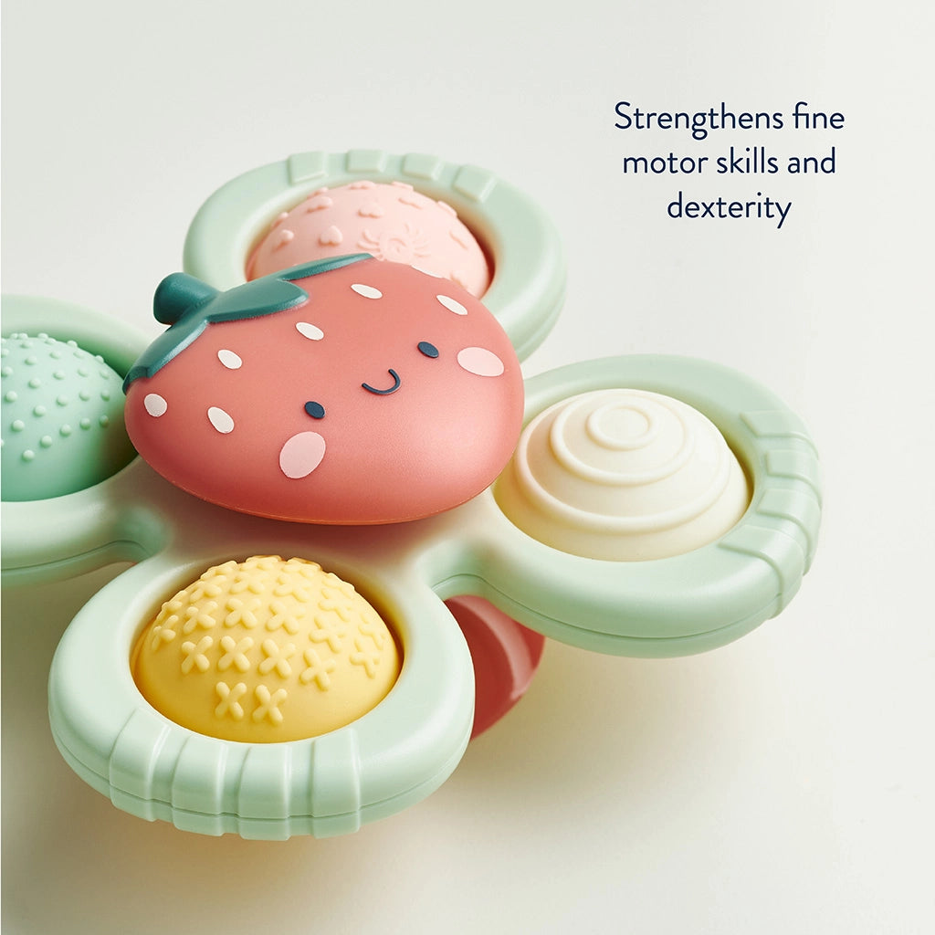 Strawberry spinning and popping sensory fidget toy for babies
