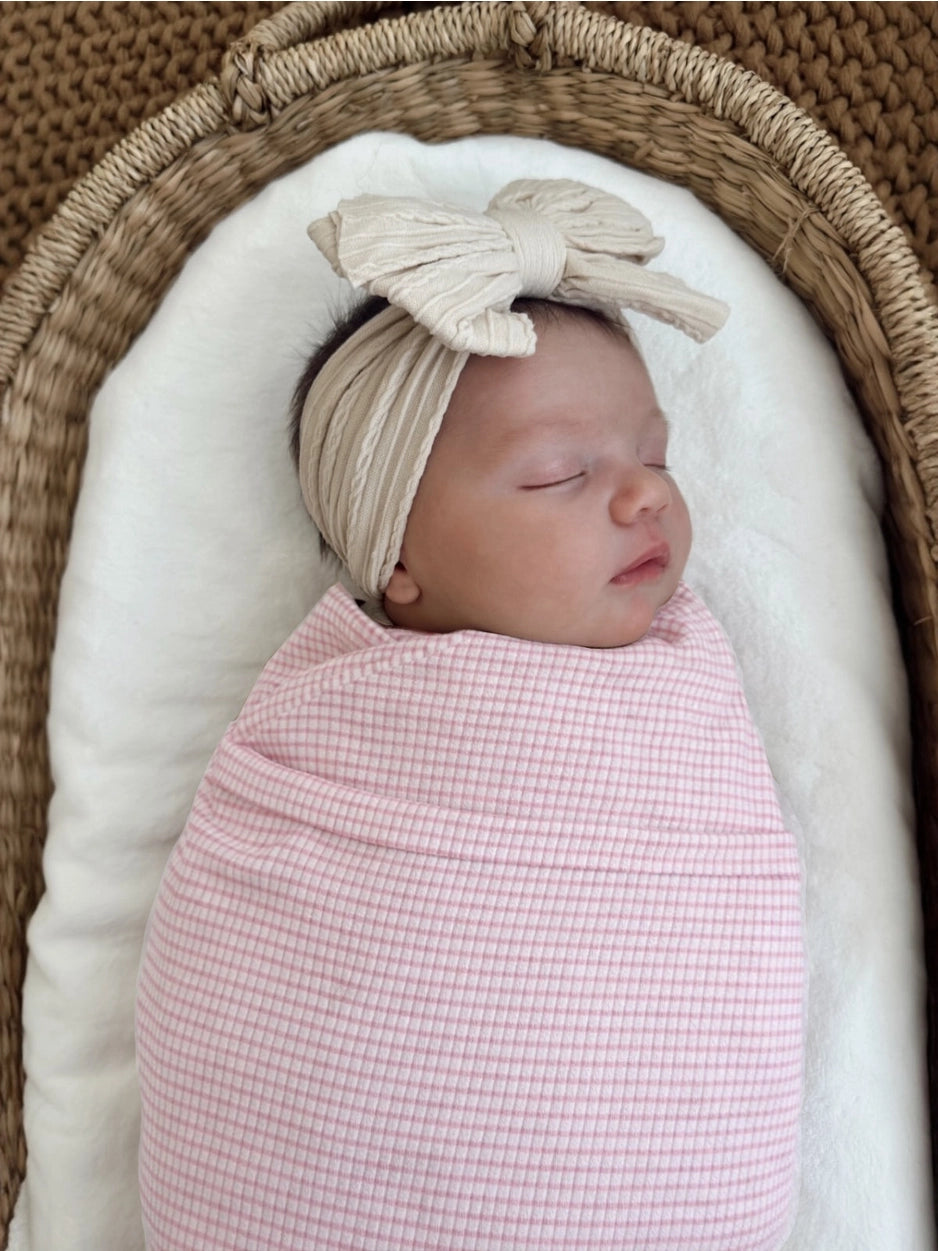 Pink Stripe / Ribbed Swaddle