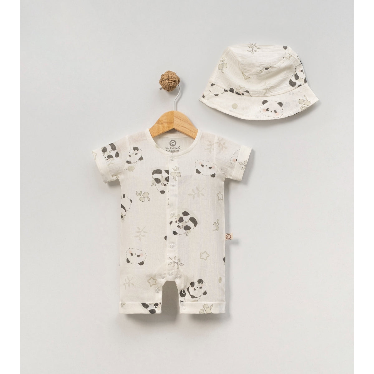 Cute panda baby outfit romper and hat set