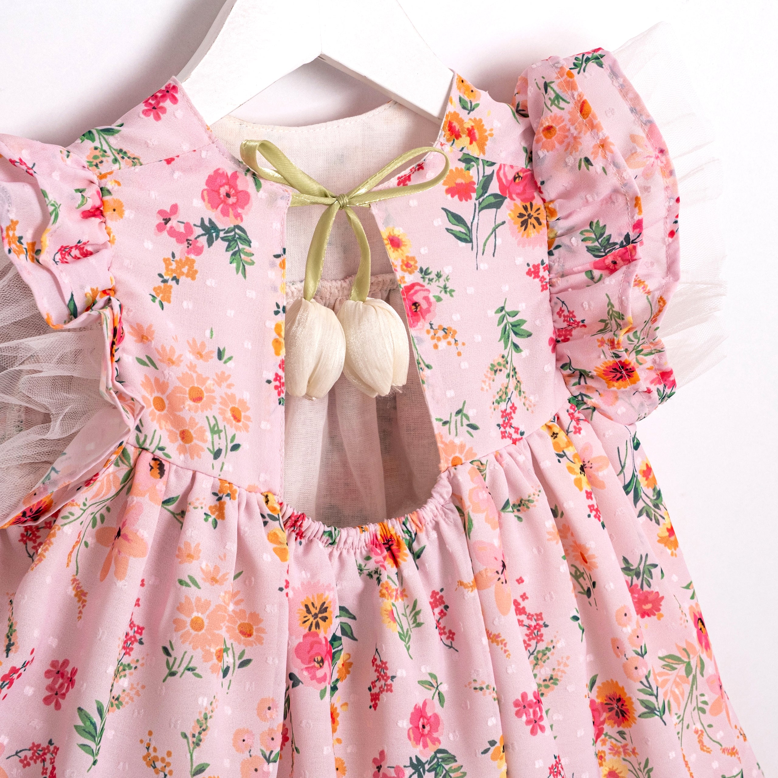 Cute toddler floral dress with ruffle skirt