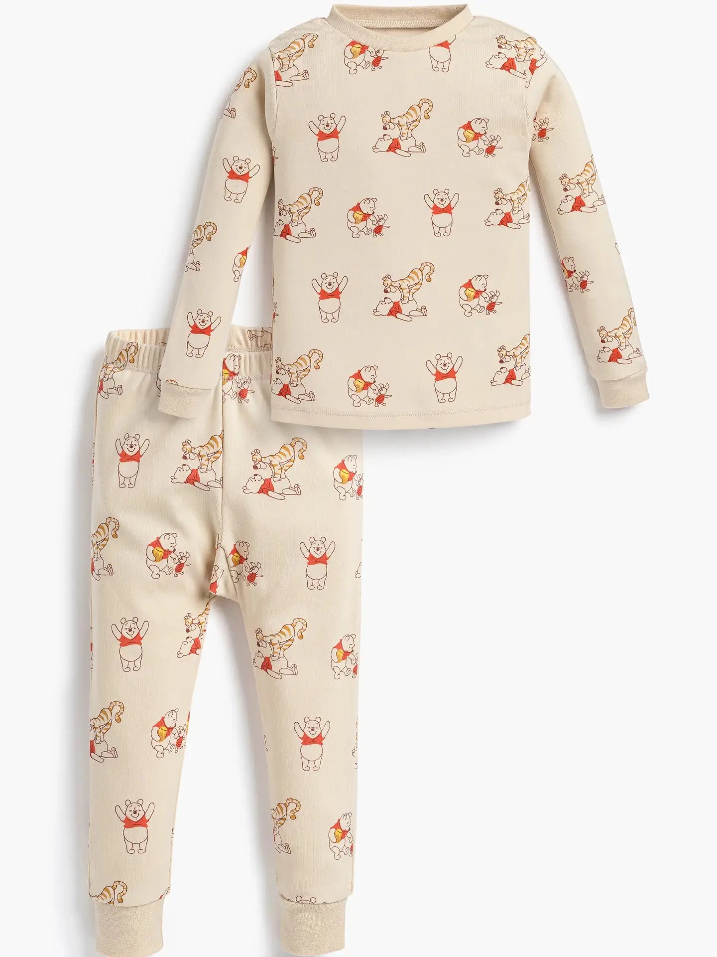 Kids Disney Winnie the Pooh long sleeve pajama set made from breathable cotton for cozy sleep.
