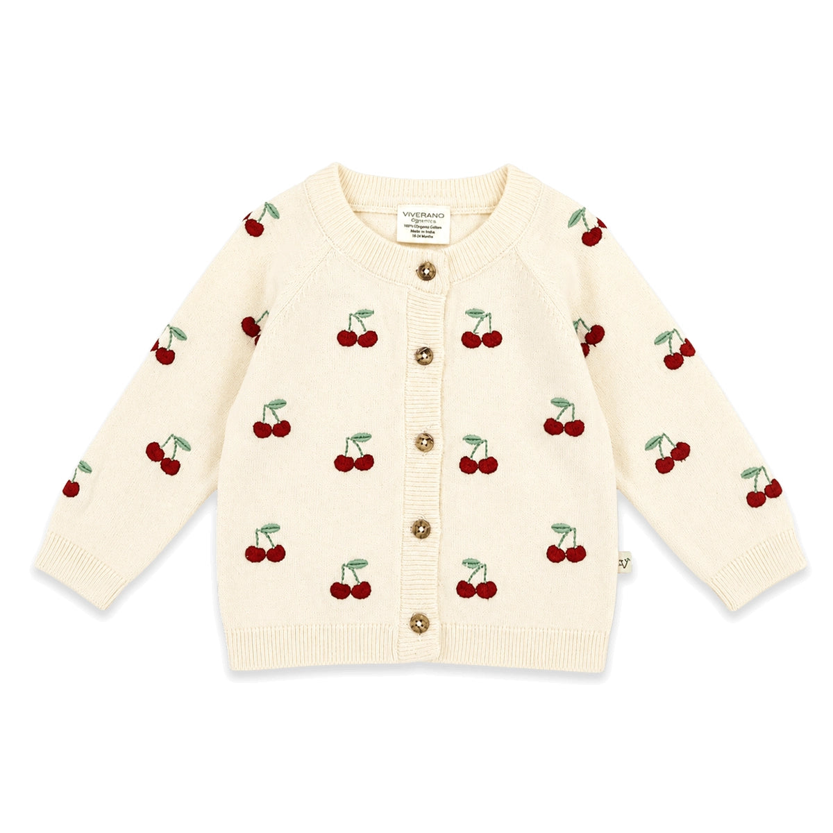 Cherry Embroidered Sweater Knit Cardigan