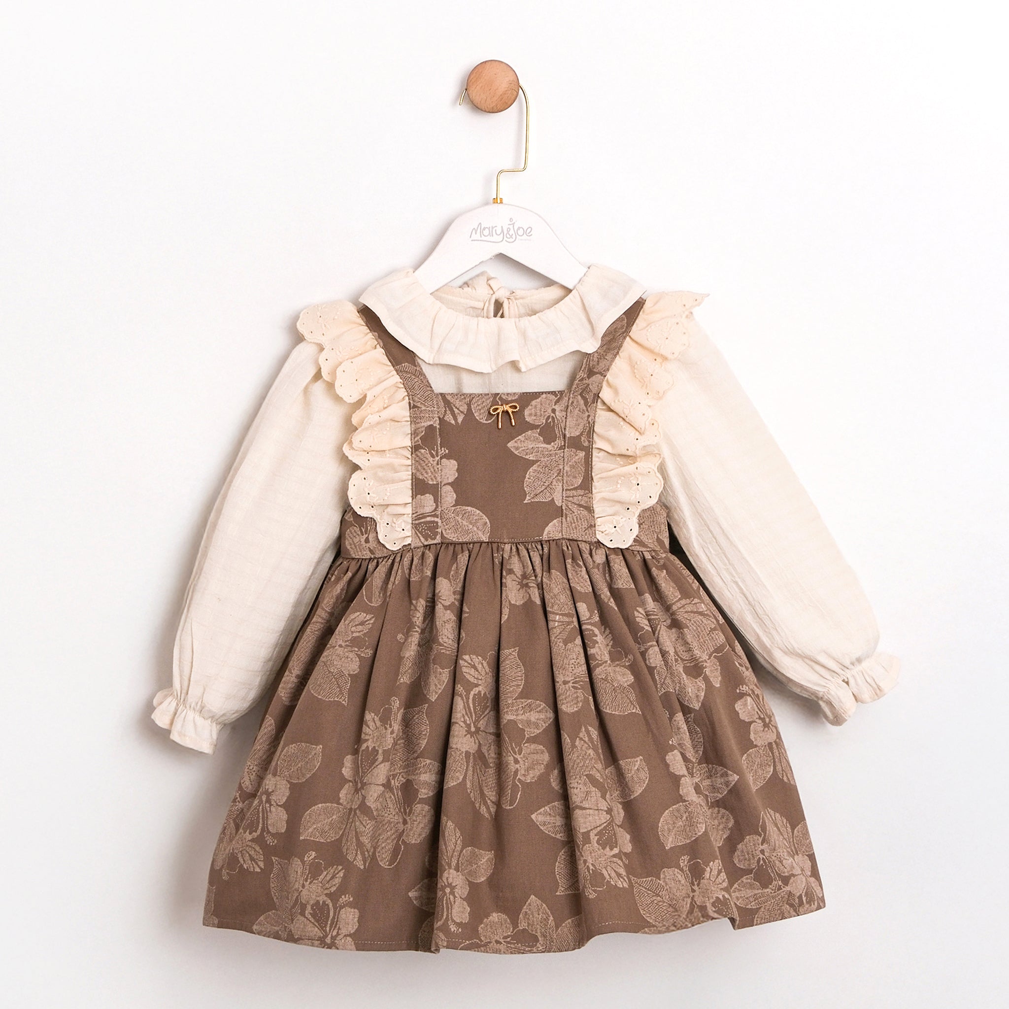 Vintage Floral Pinafore Dress & Blouse