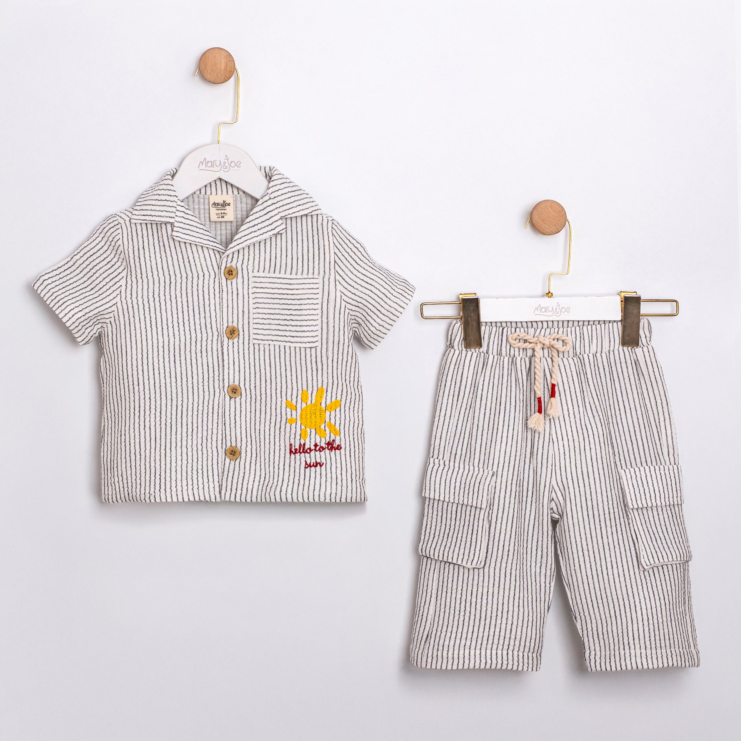 Baby boy striped shirt and pants two piece outfit