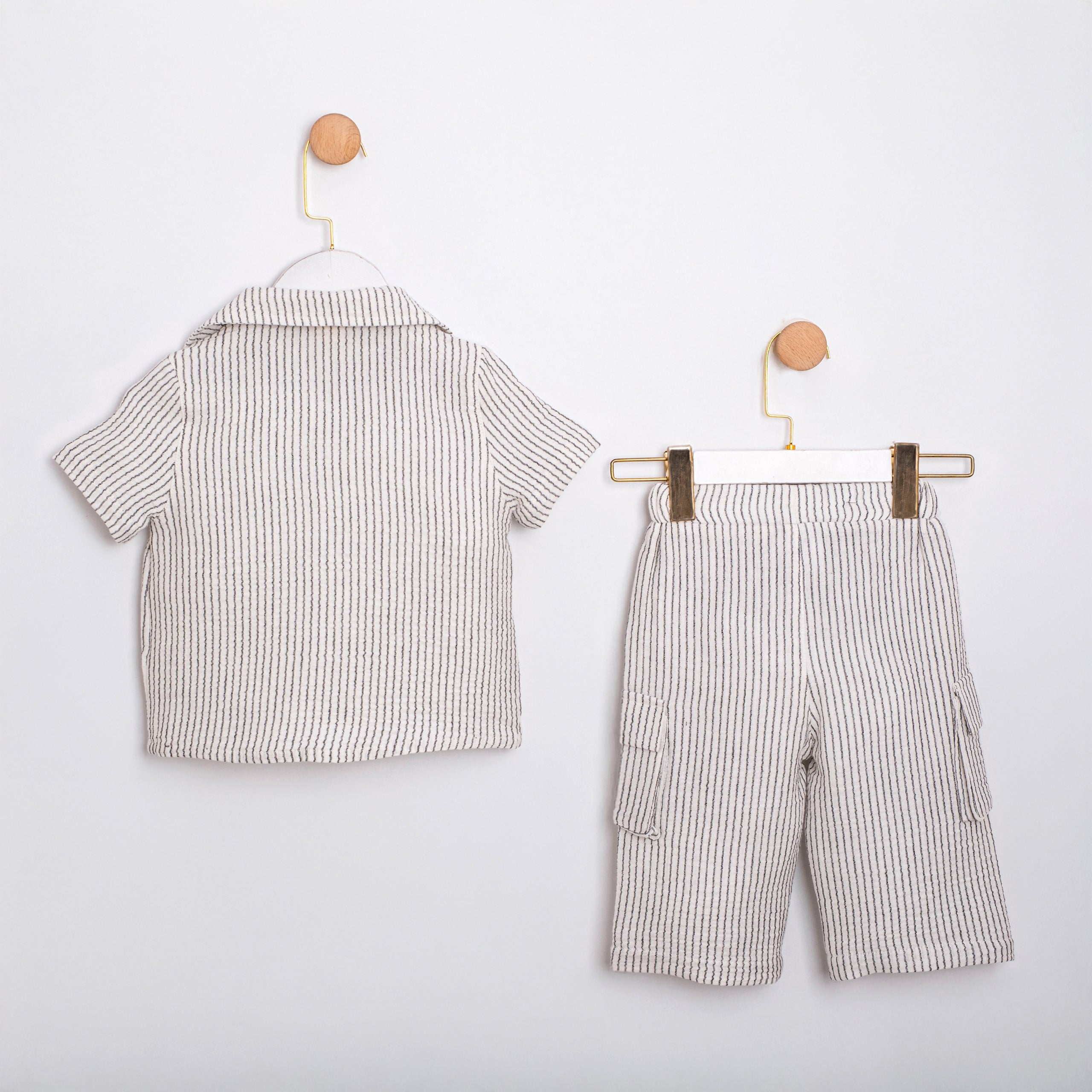 Striped baby boy summer set with embroidered sun