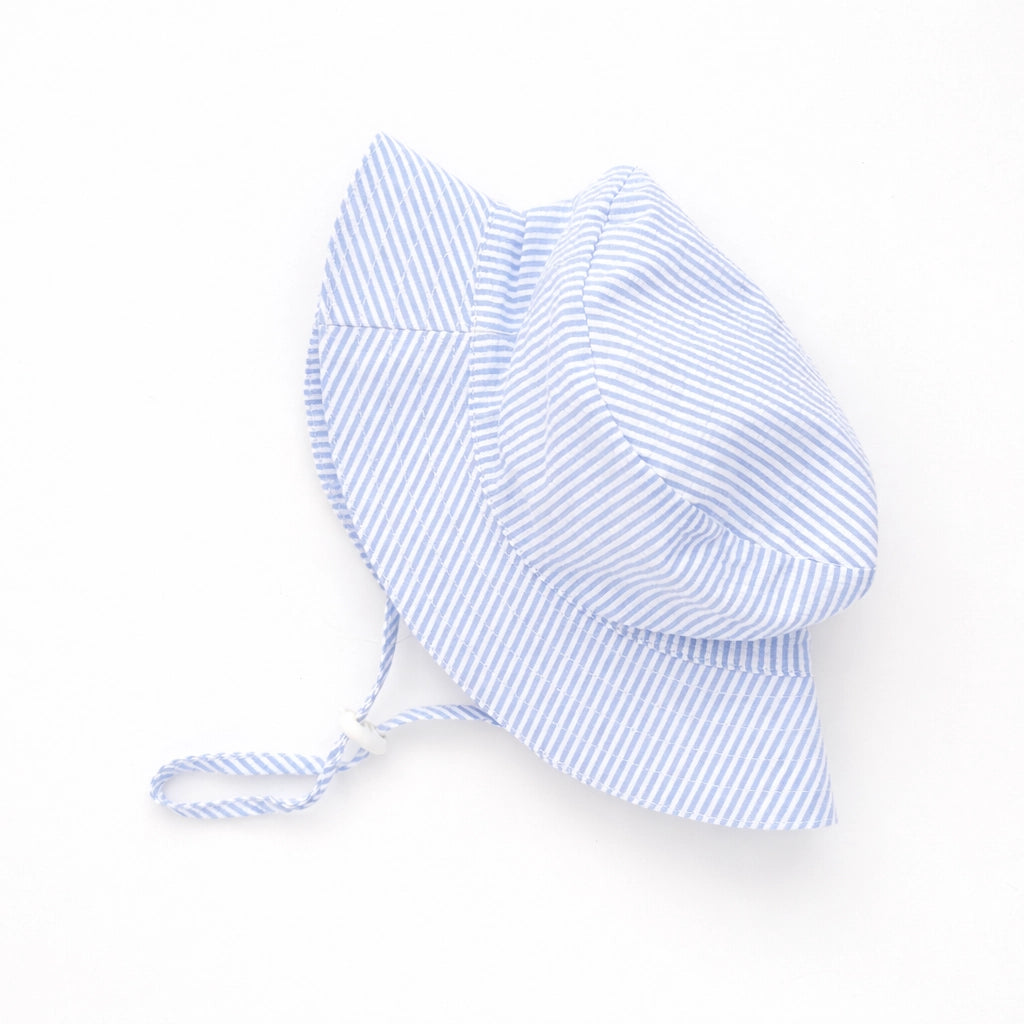 blue stripe baby sun hat wide brim