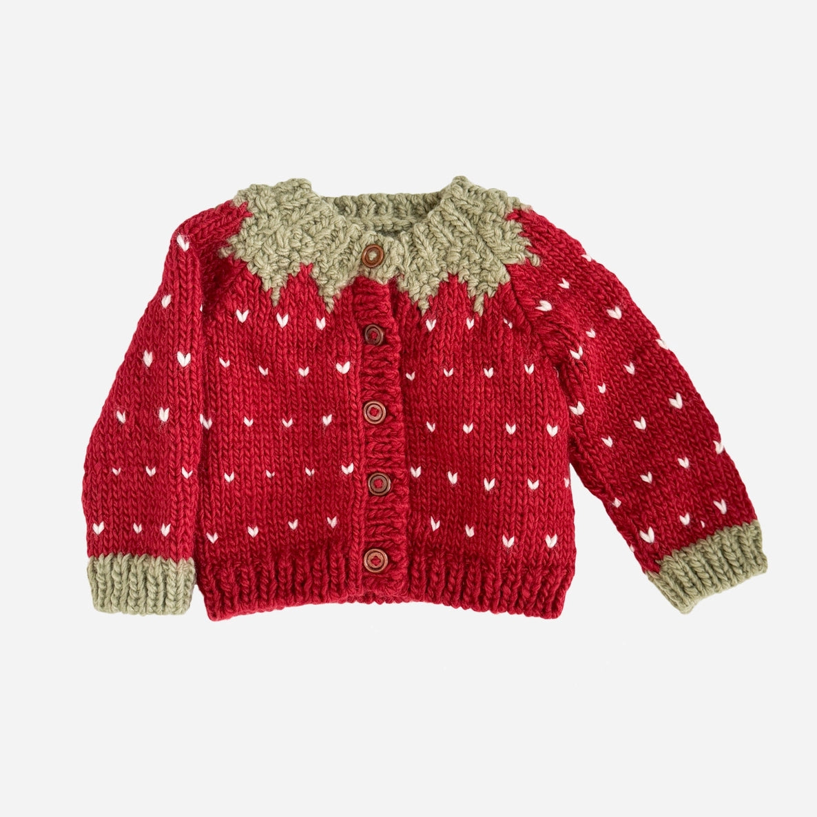 Strawberry knit baby cardigan sweater