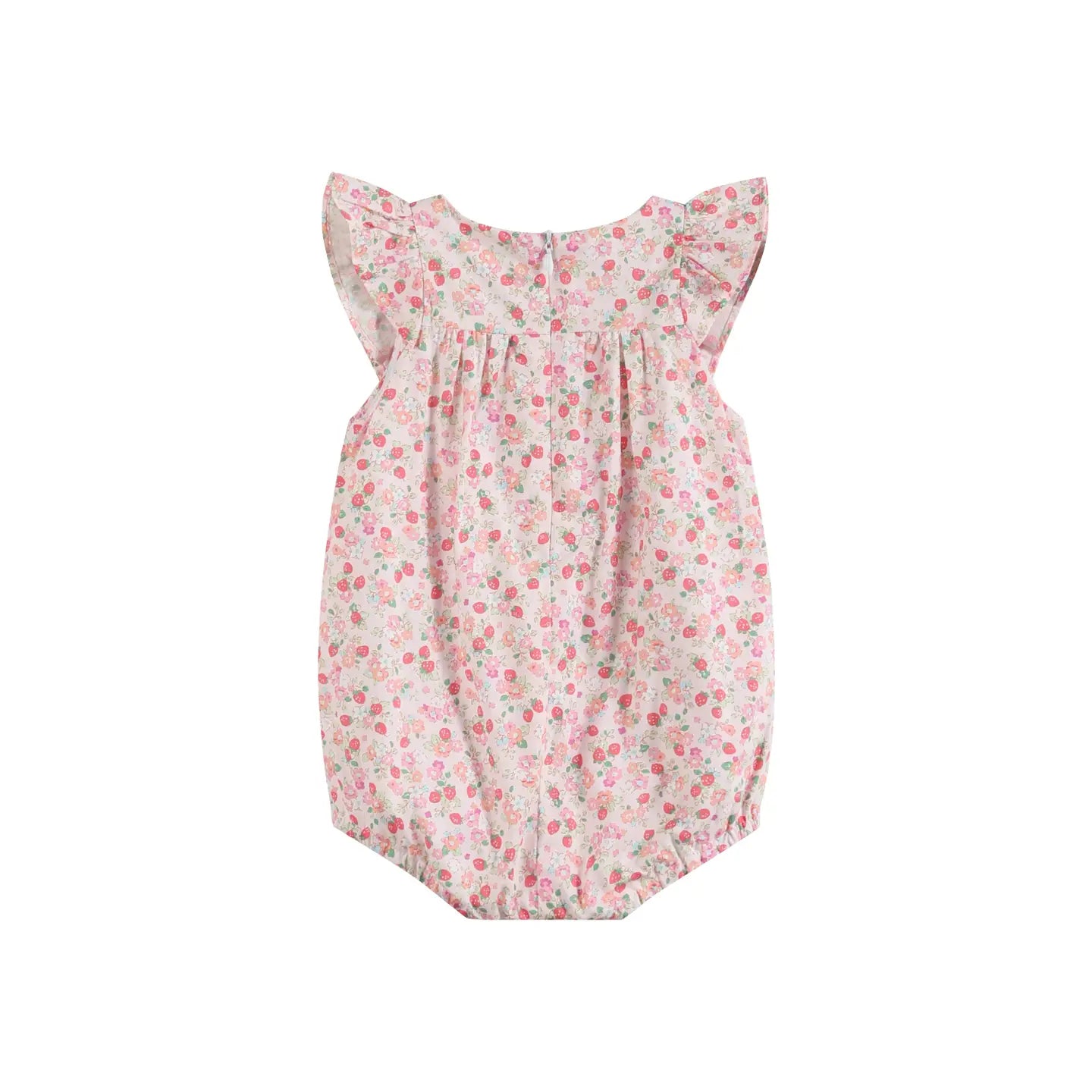 Floral Strawberry Smocked Romper