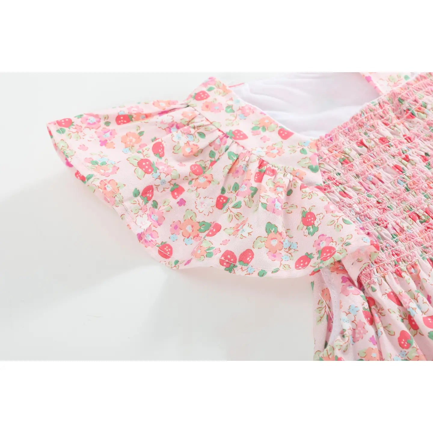 Floral Strawberry Smocked Dress