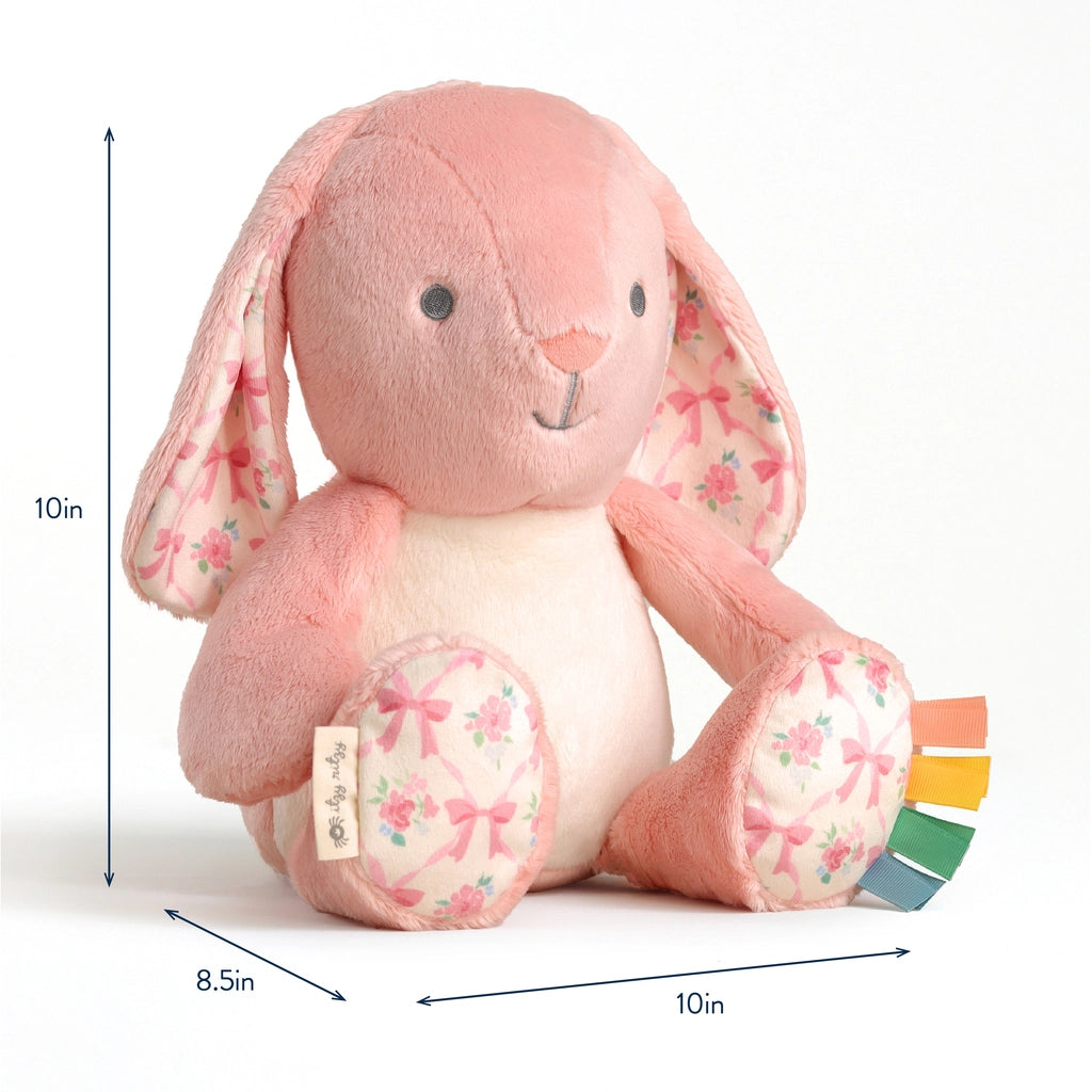 Pink sensory bunny plush toy for babies