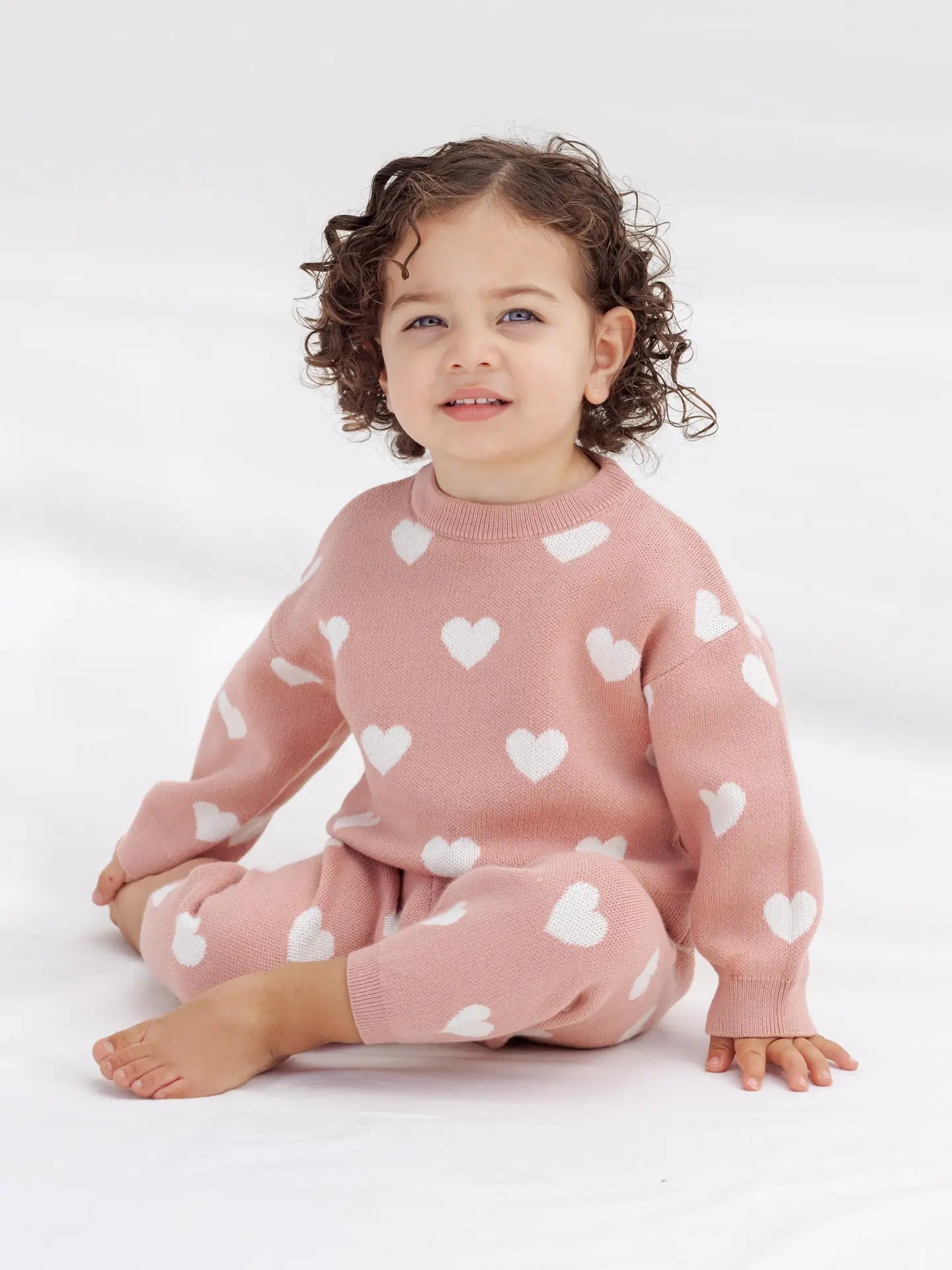 Heart Knit Sweater Pink