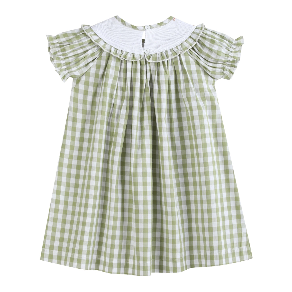 100% cotton sage green gingham pumpkin dress for baby girls