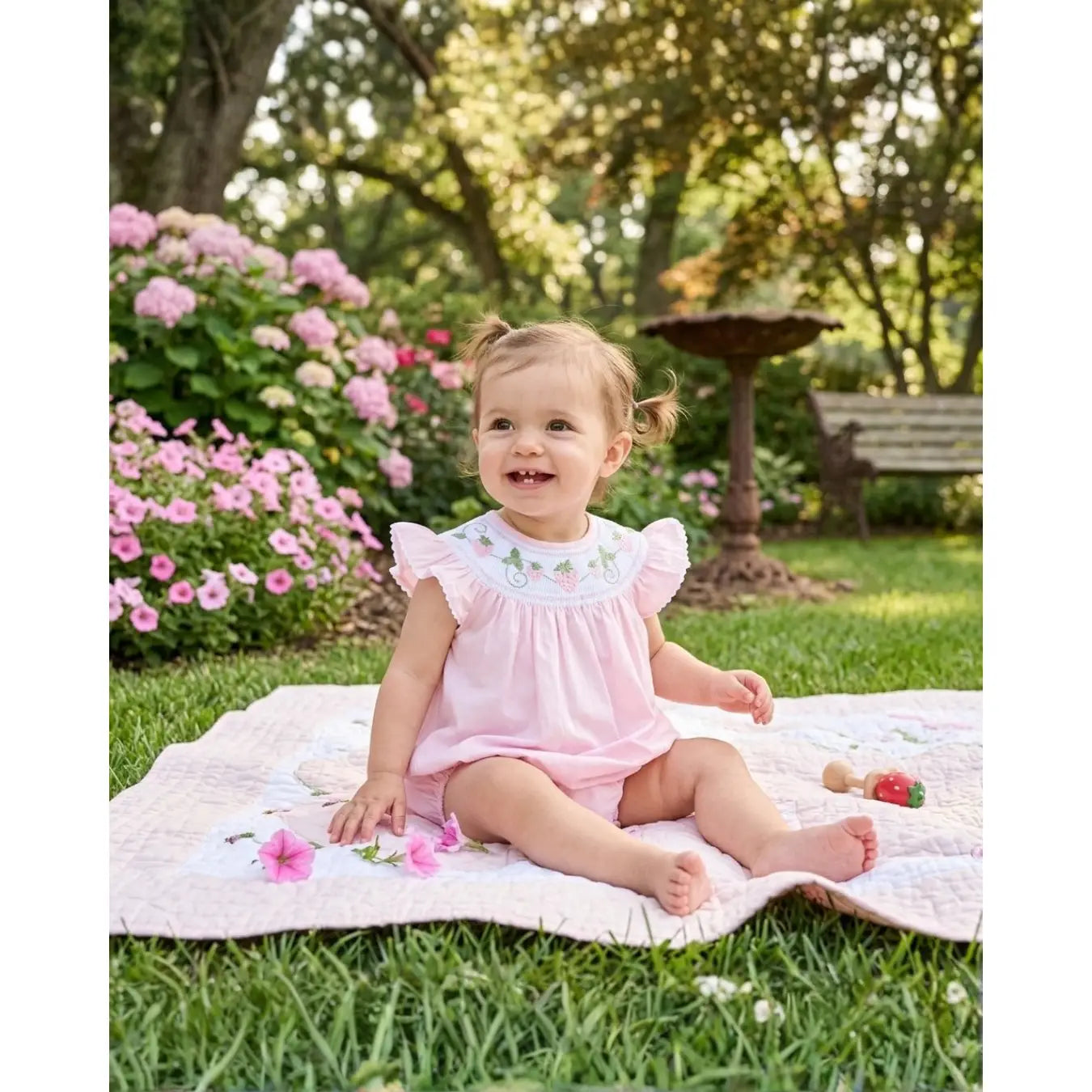 Strawberry Vine Smocked Romper