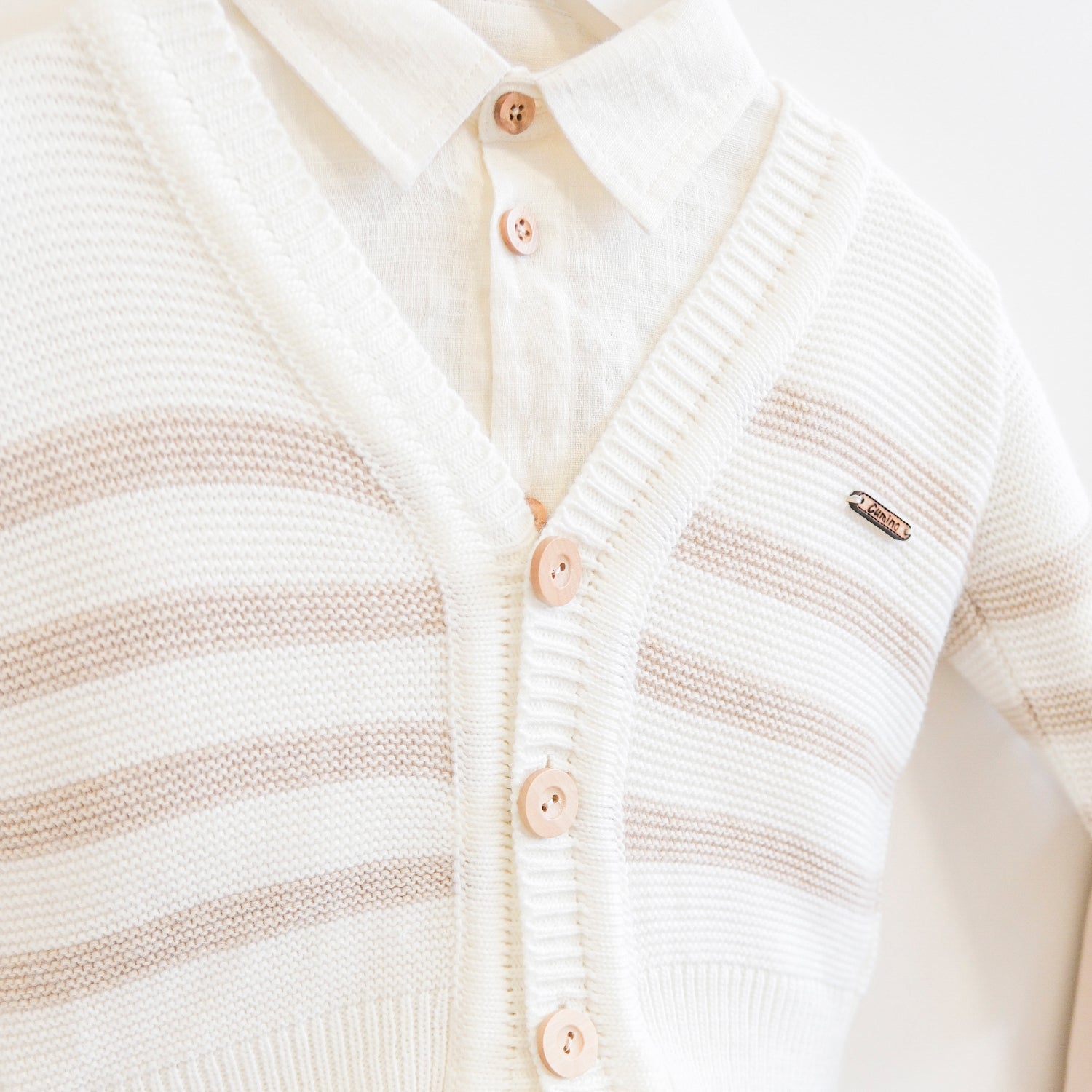 Cream Striped Cardigan & Pant Set