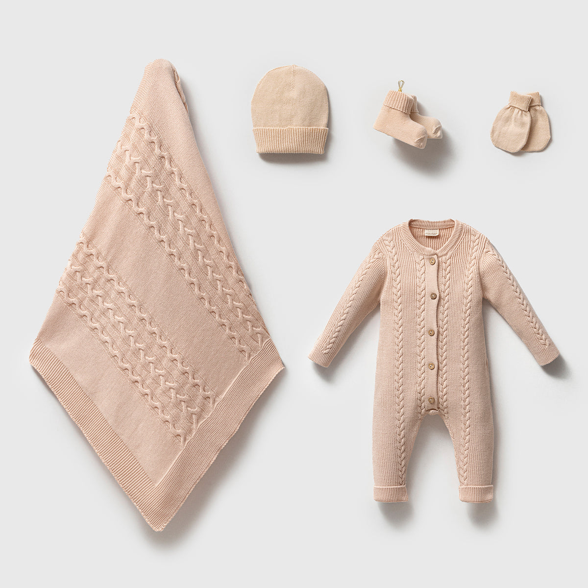 Organic Cable-Knit Layette Beige