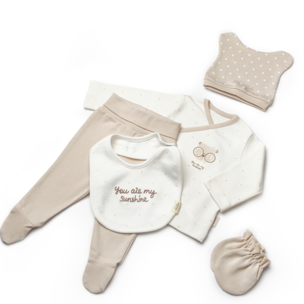 Teddy 5 Pcs Newborn Set 100% Organic Cotton