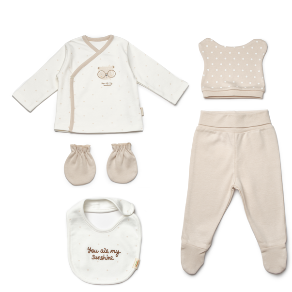 Teddy 5 Pcs Newborn Set 100% Organic Cotton