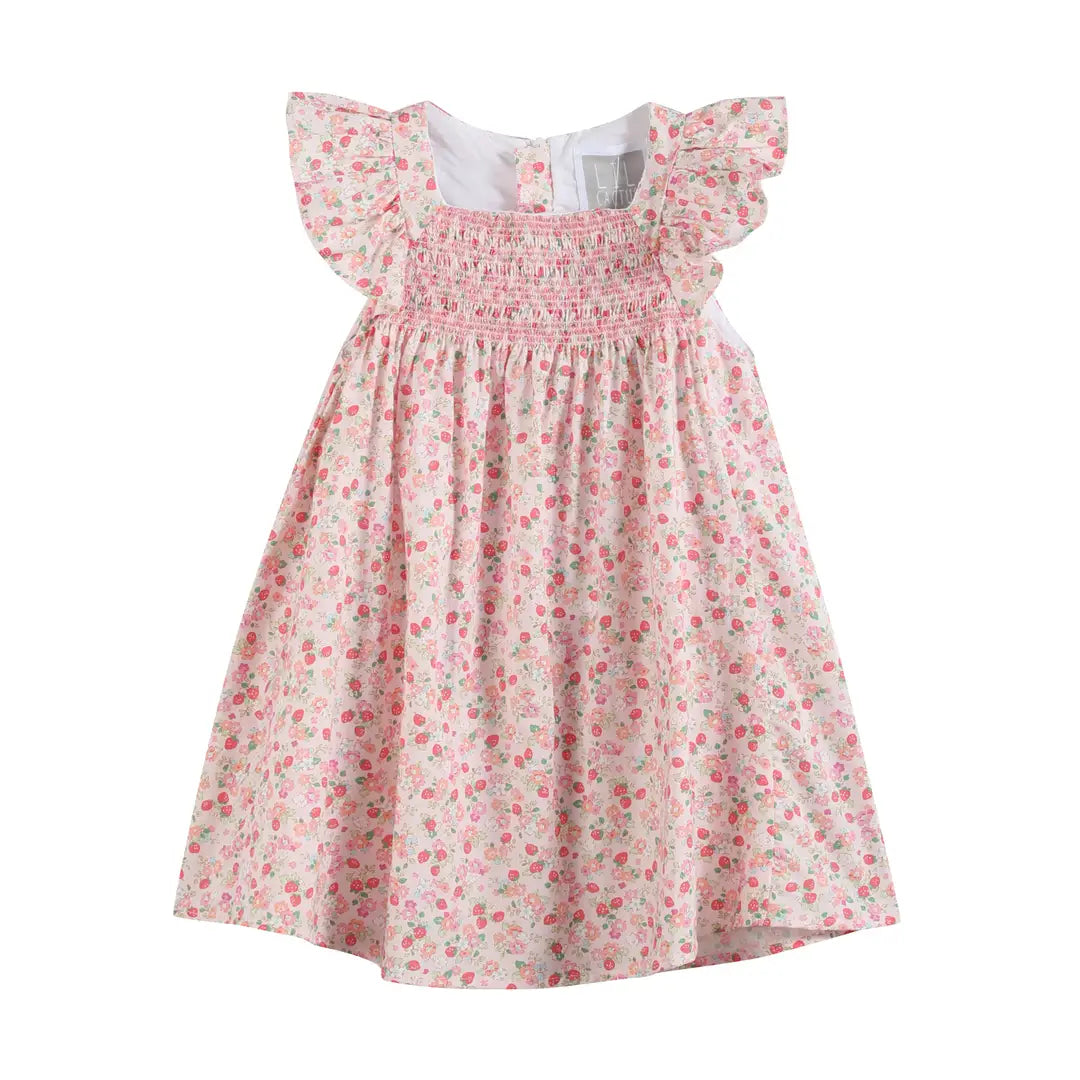 Floral Strawberry Smocked Dress
