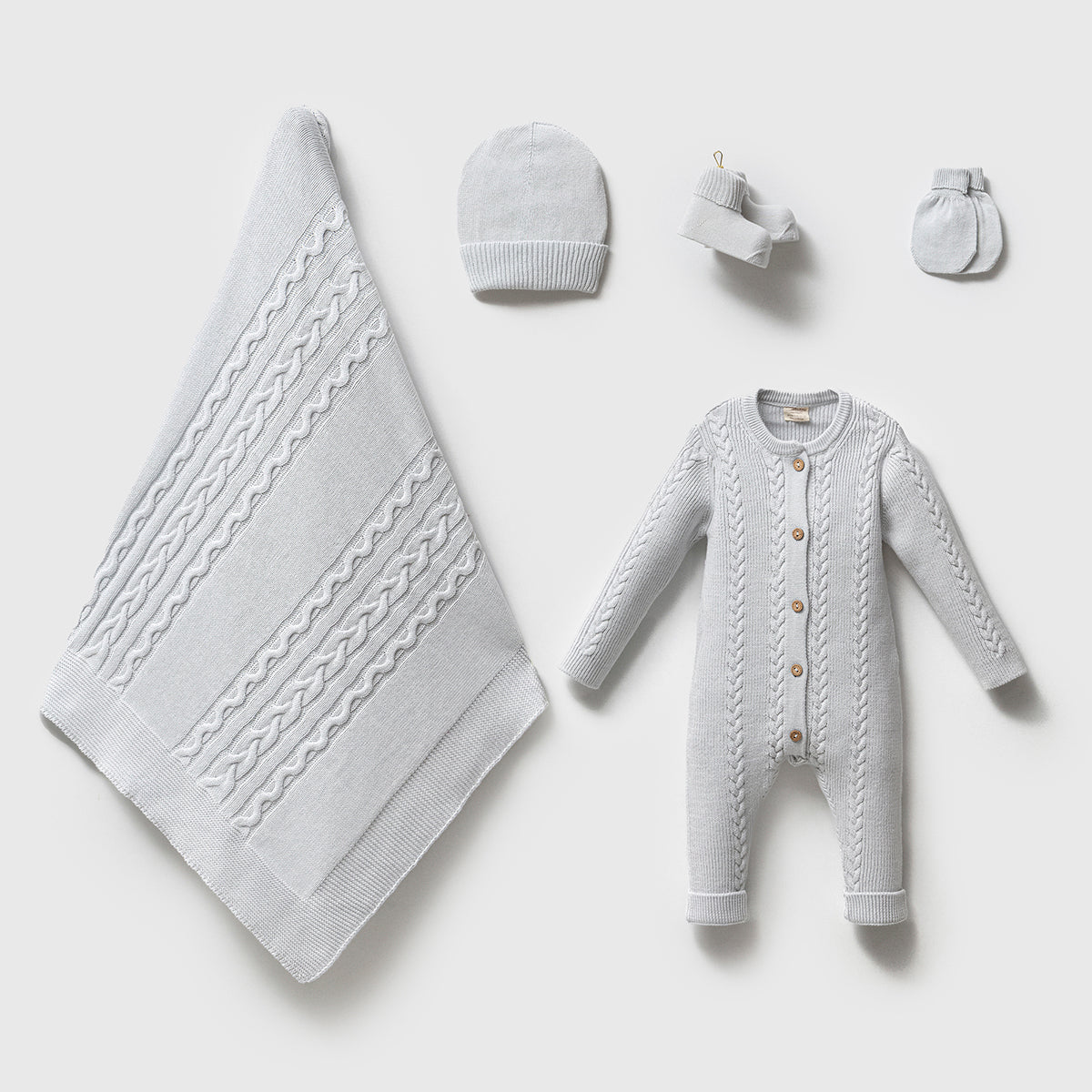Organic Cable-Knit Layette Blue