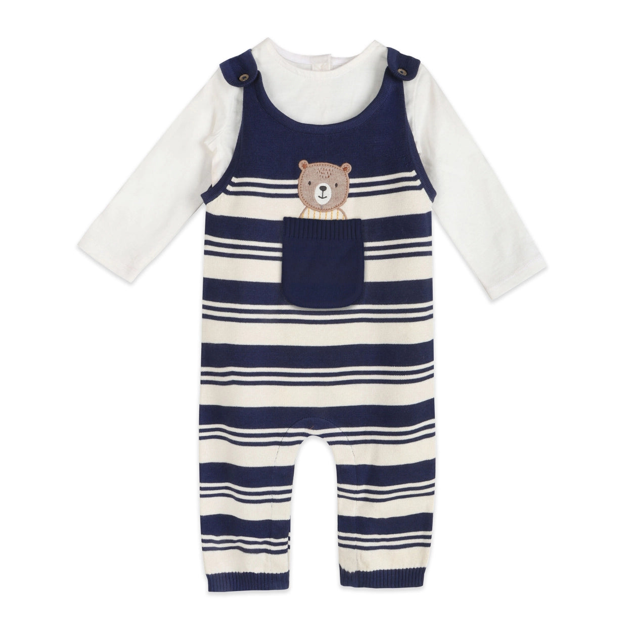 Bear Pocket Knit Overall Set