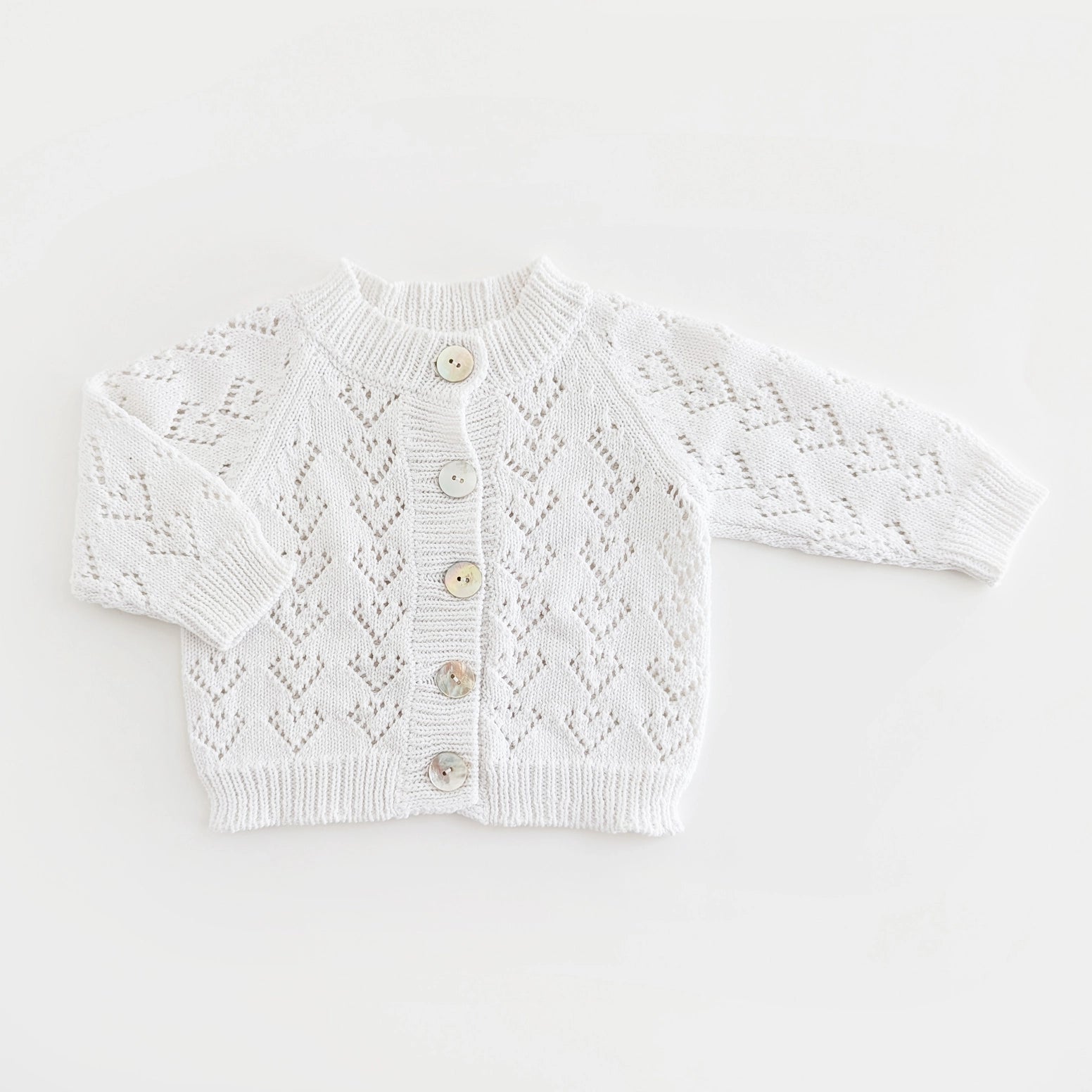Heart Lace White Cotton Cardigan