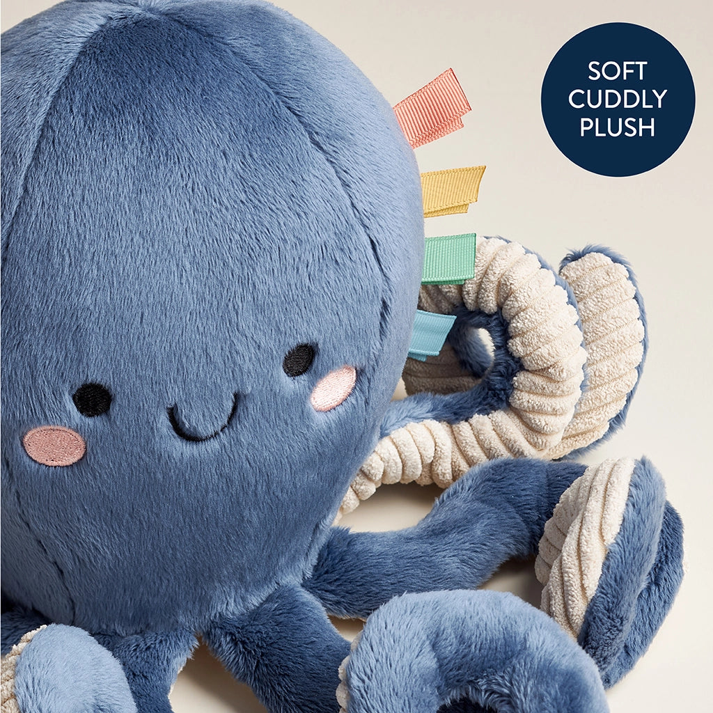 Blue octopus stuffed animal with corduroy tentacles