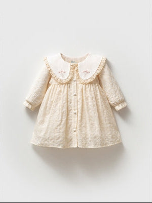 classic baby dress with embroidered peter pan collar