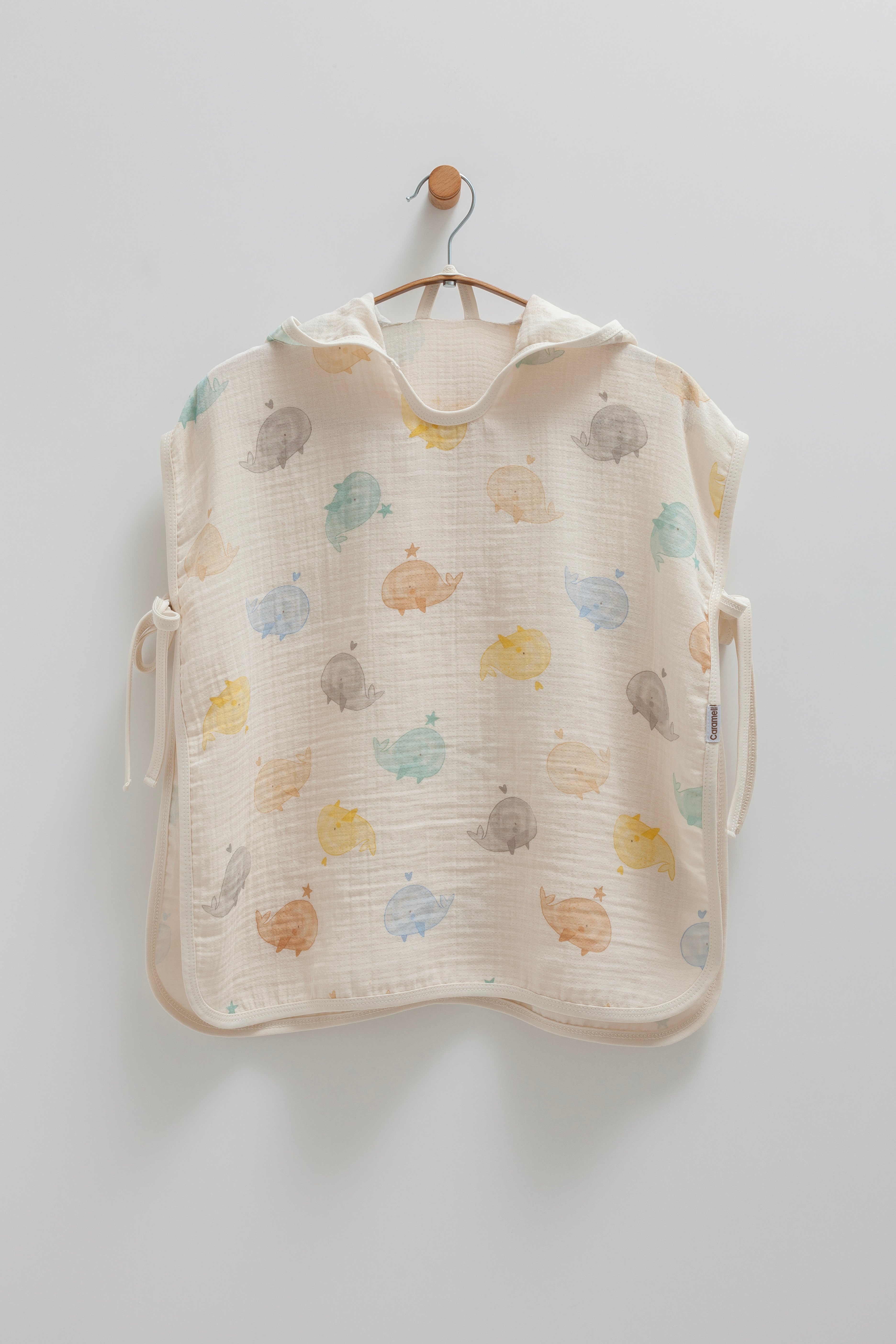 Whale Muslin Poncho- Beige