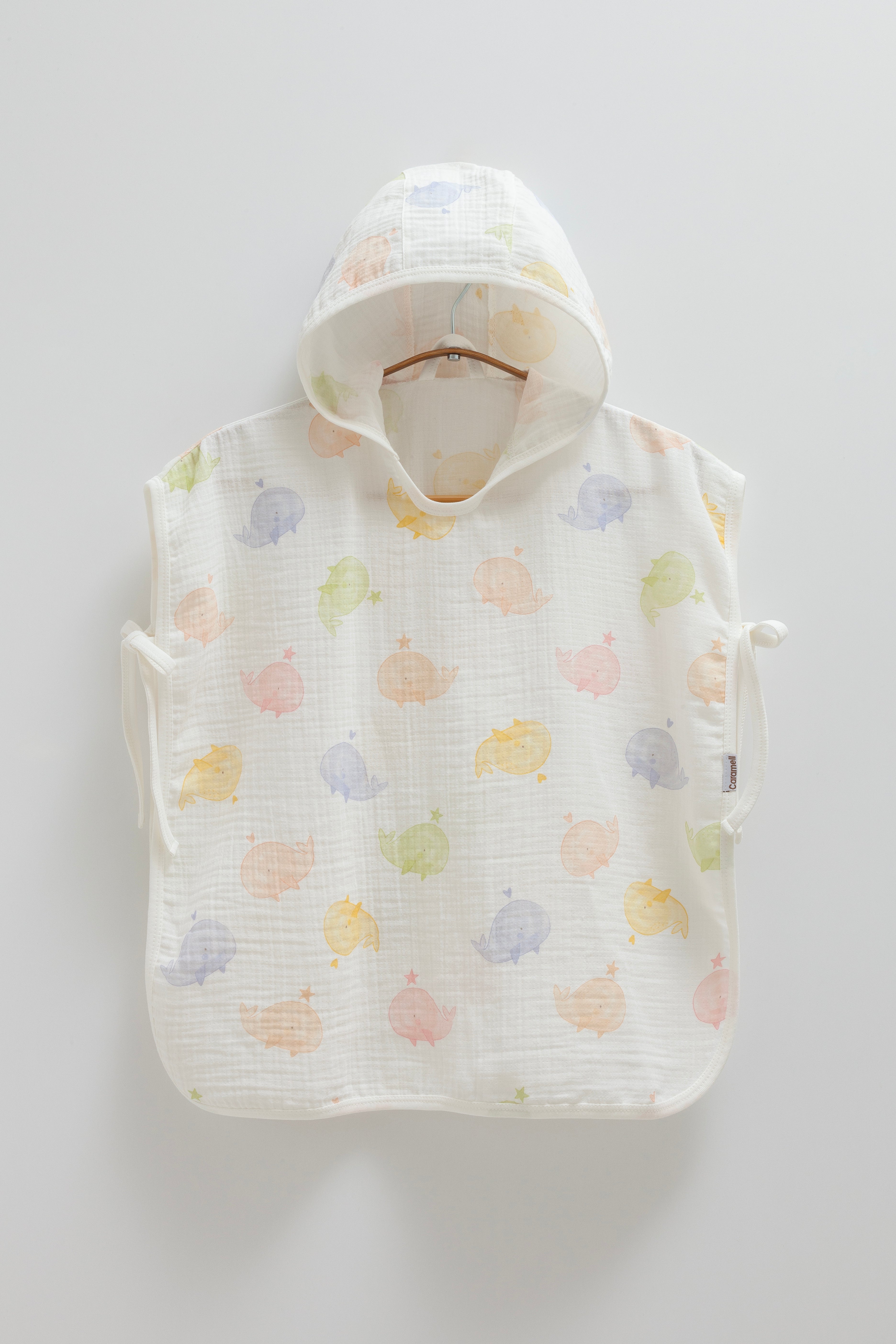 Whale Muslin Poncho-Ecru