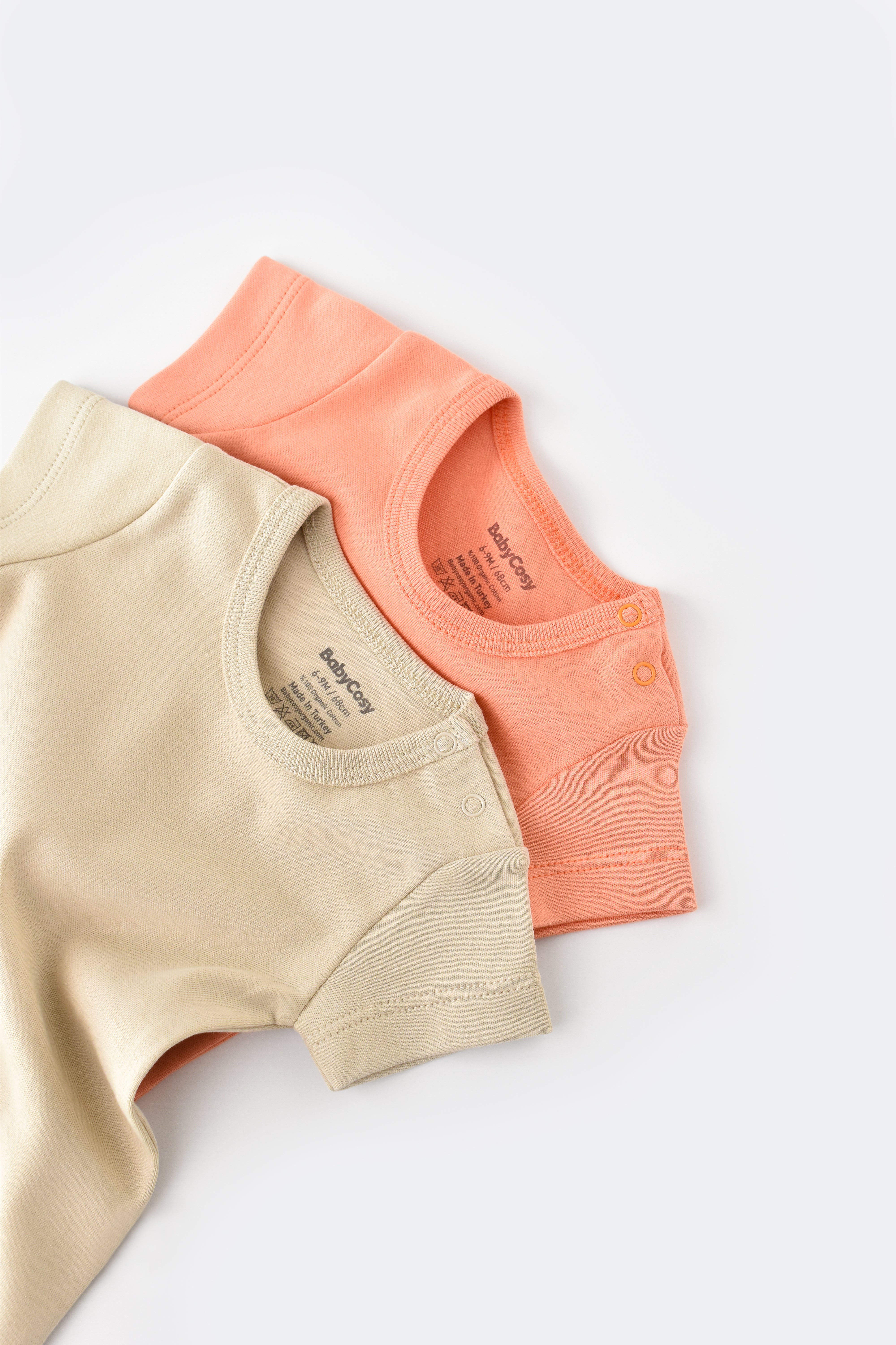 Soft organic cotton short sleeve bodysuit set of two, unisex newborn clothing basics