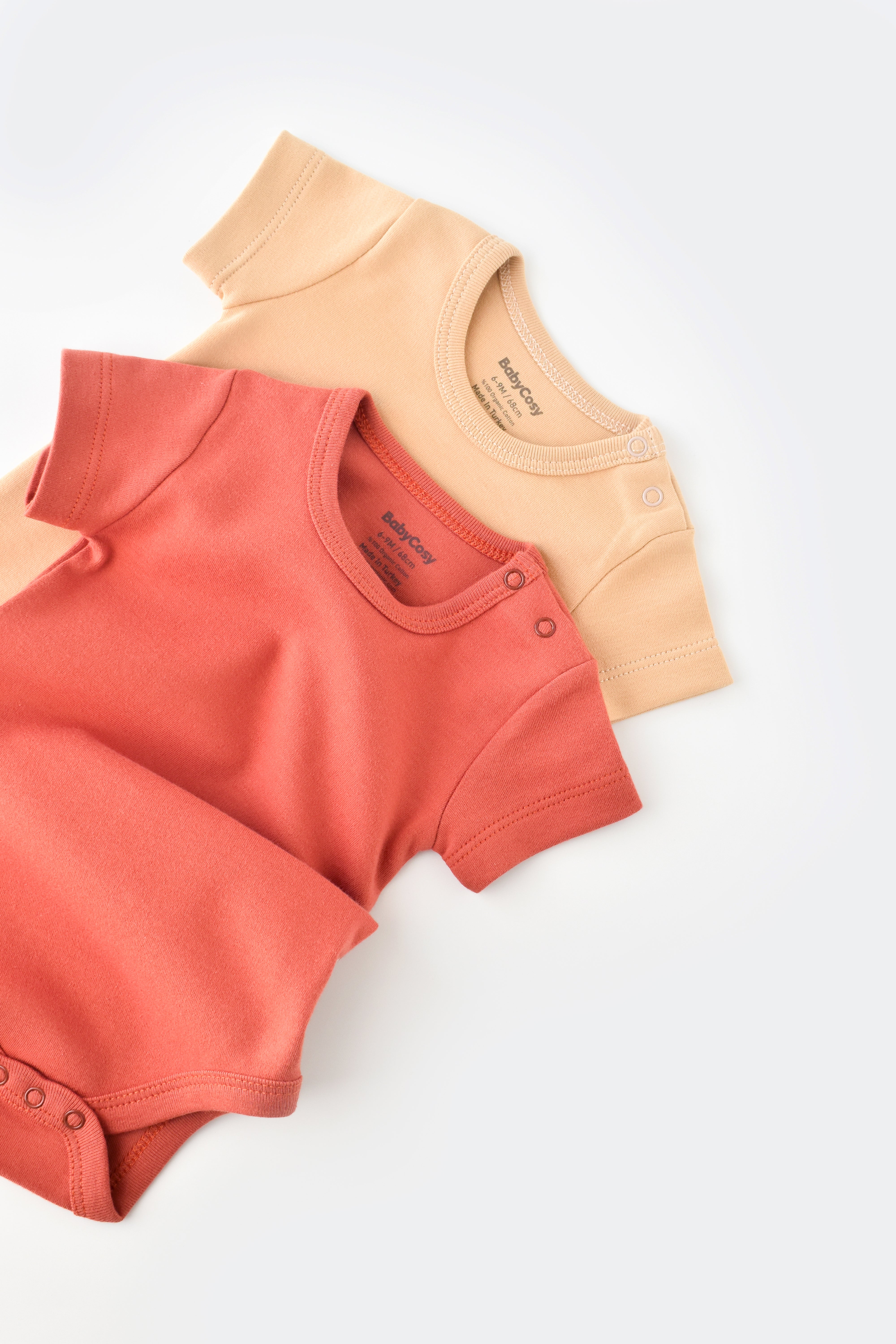 Unisex newborn short sleeve bodysuit set of two, sustainable organic cotton baby clothing