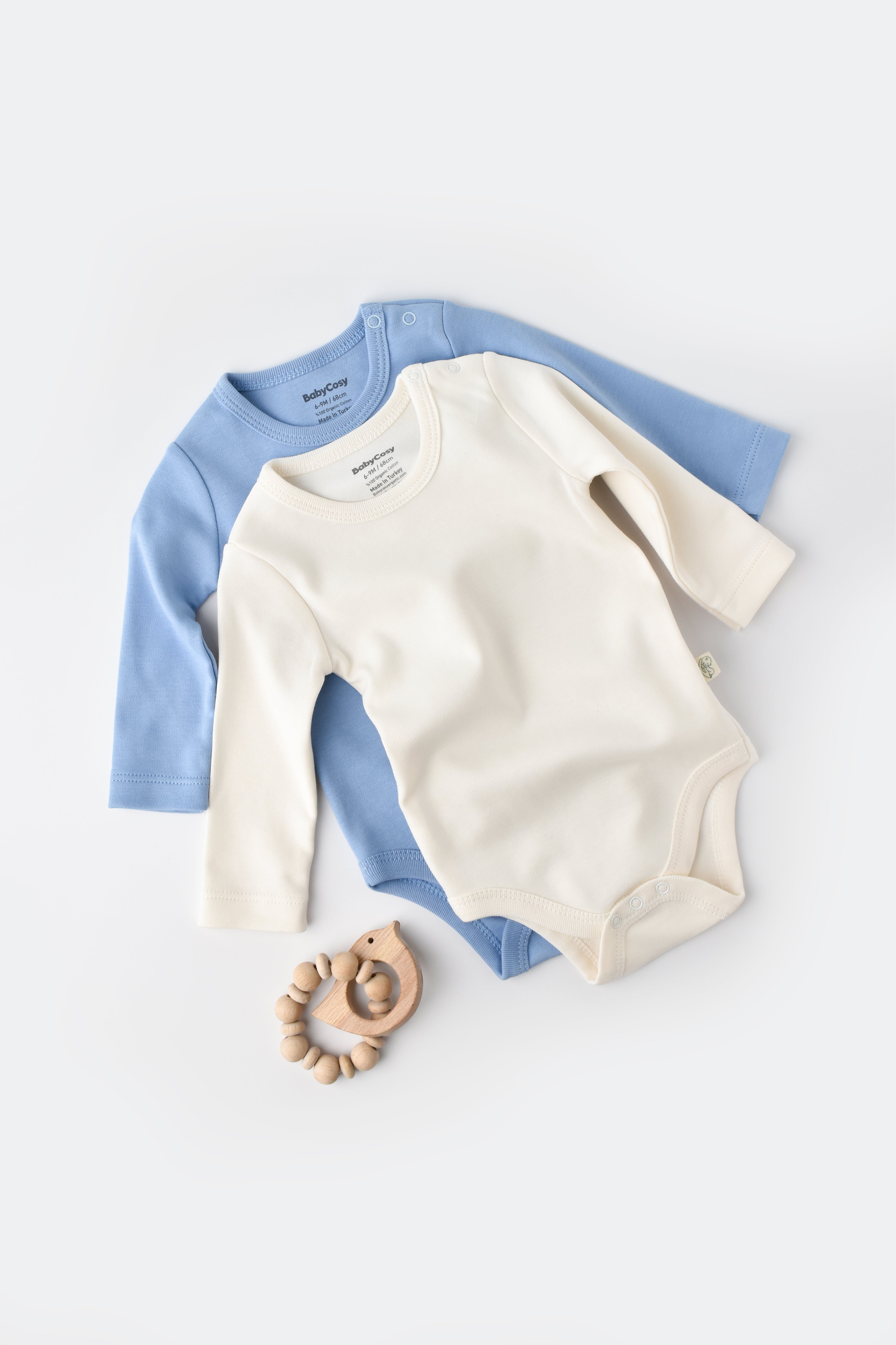 Soft organic cotton long sleeve bodysuits, two pack baby essentials for newborns and infants