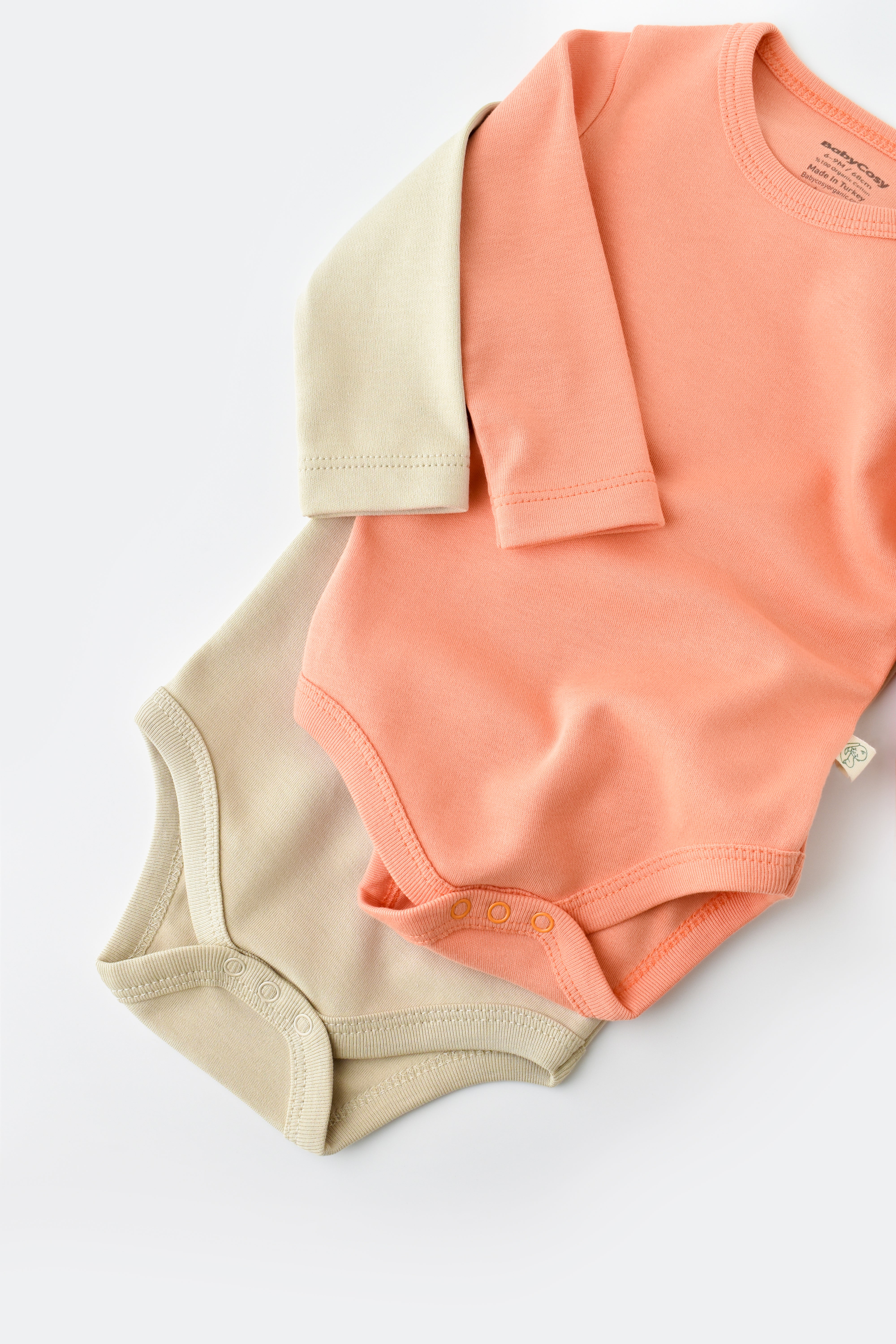 Organic cotton long sleeve bodysuit set of two, unisex newborn clothing basics for everyday wear