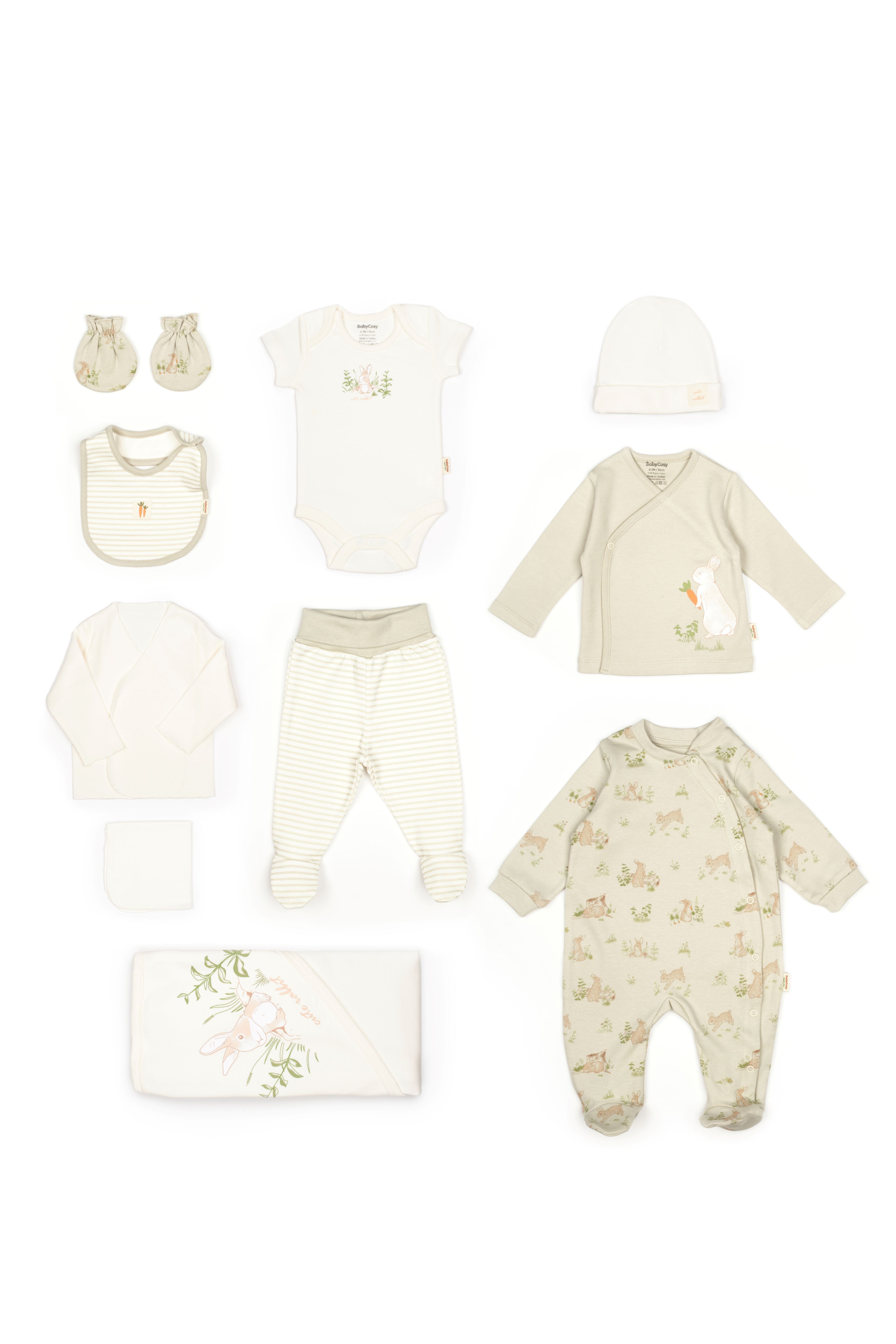 Bunny Newborn 10 Pcs Set 100% Organic Cotton