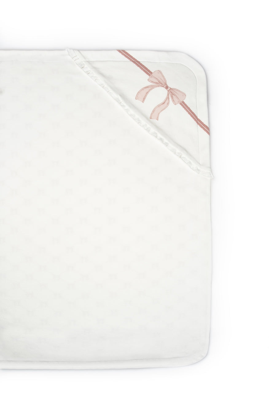 Blush ribbon organic baby swaddle blanket
