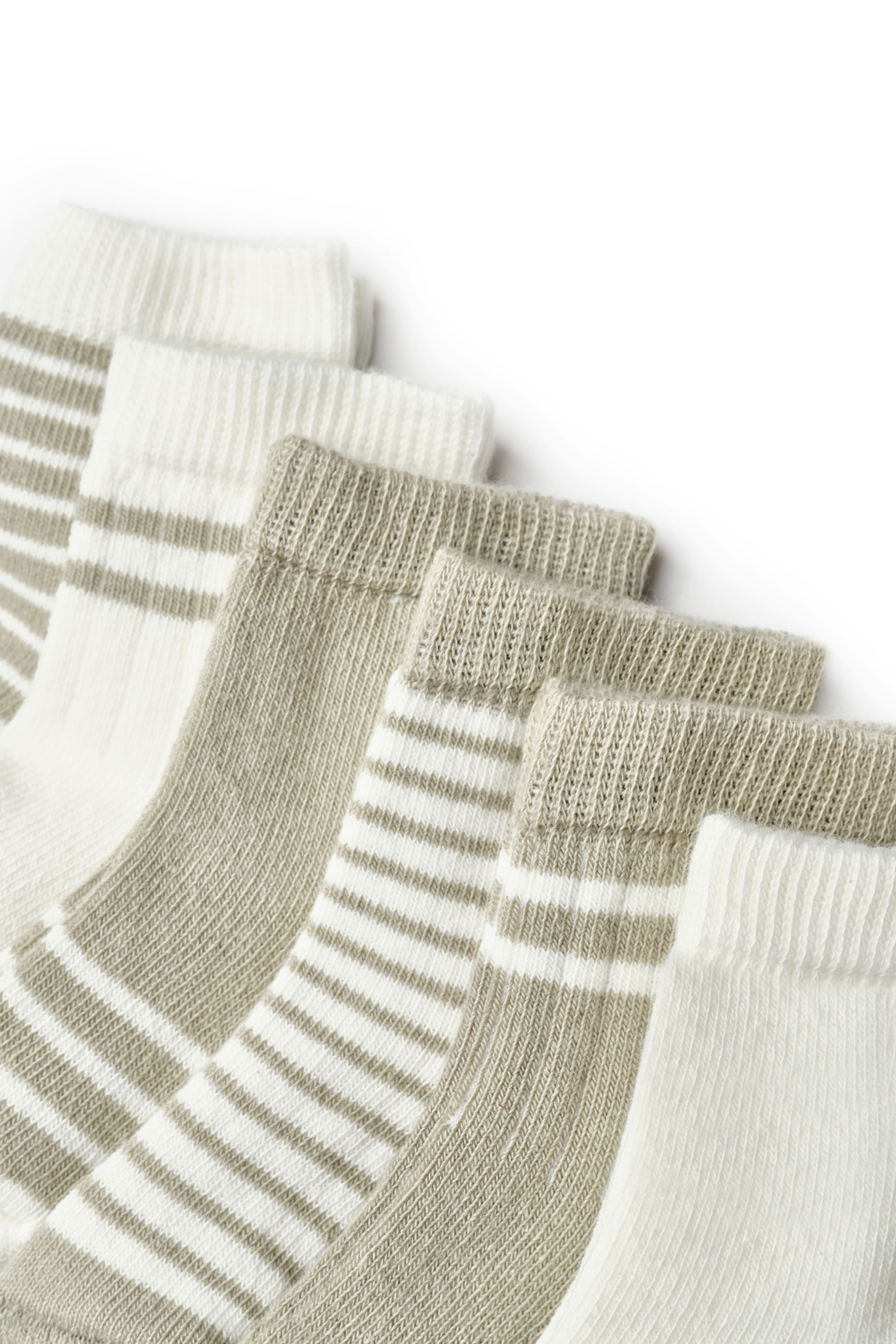 Baby striped sock set in sage green and white