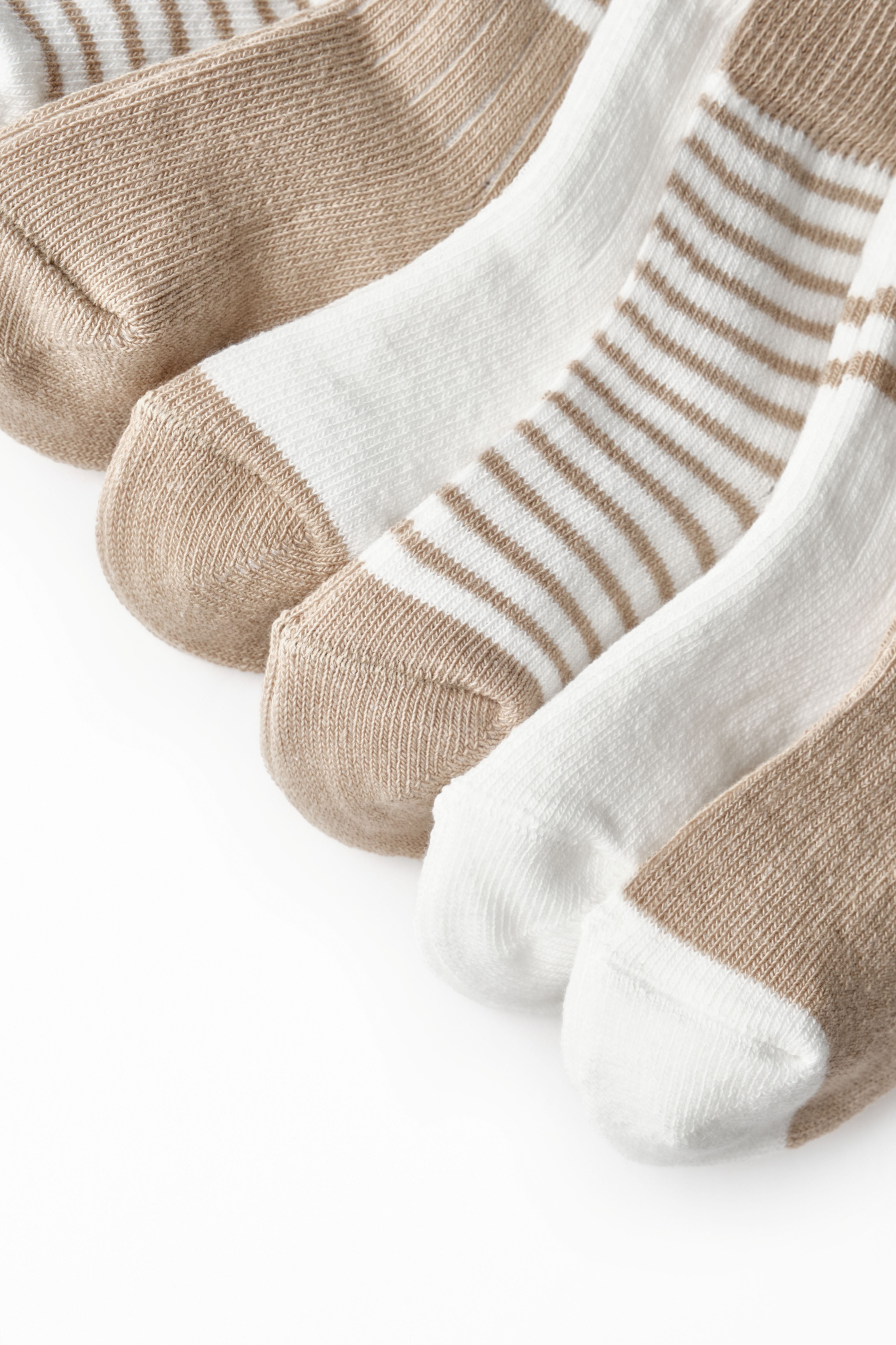 Gender-neutral baby socks set with striped designs