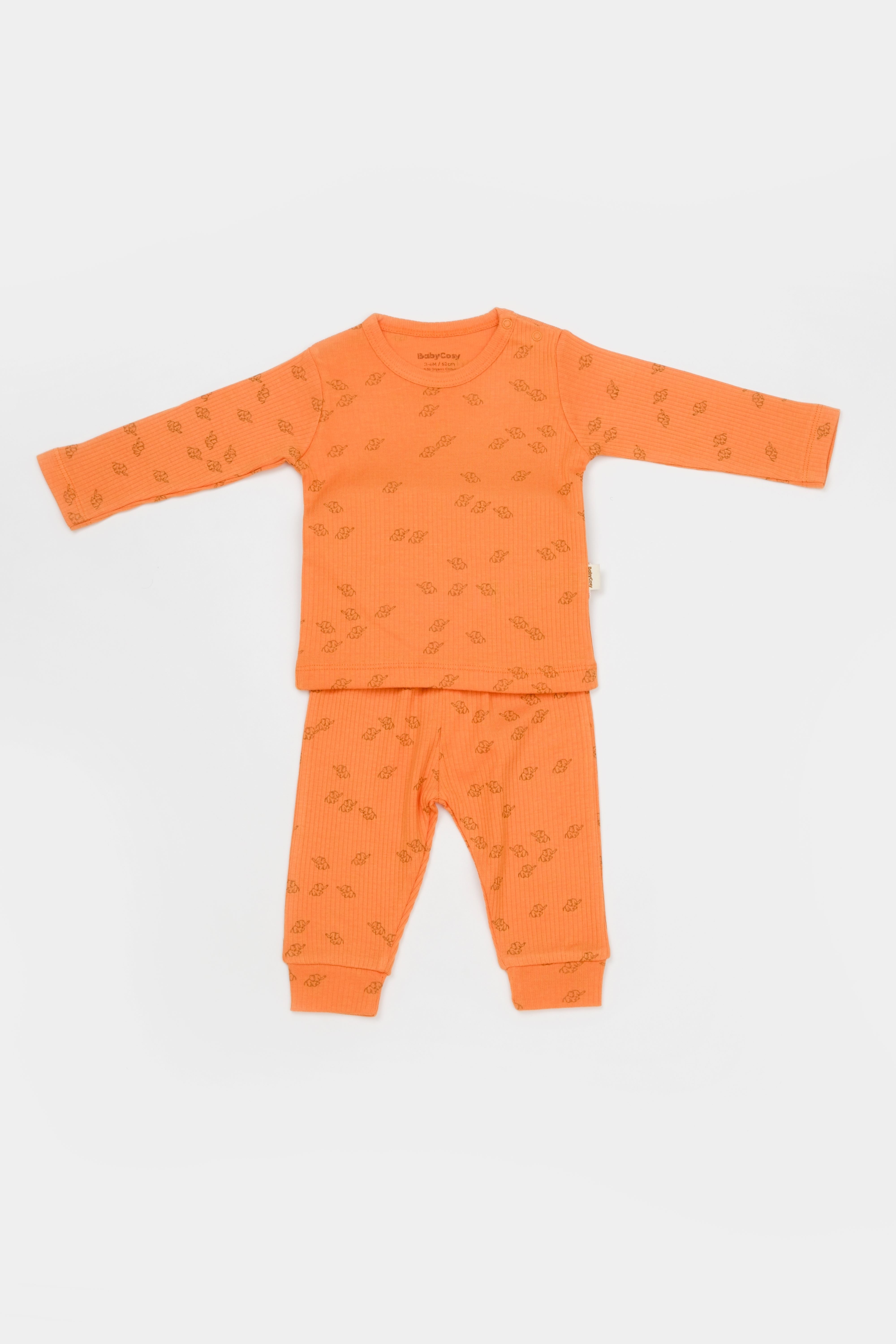 Orange elephant themed 3 piece baby set, perfect for infant comfort and a cute baby shower gift.