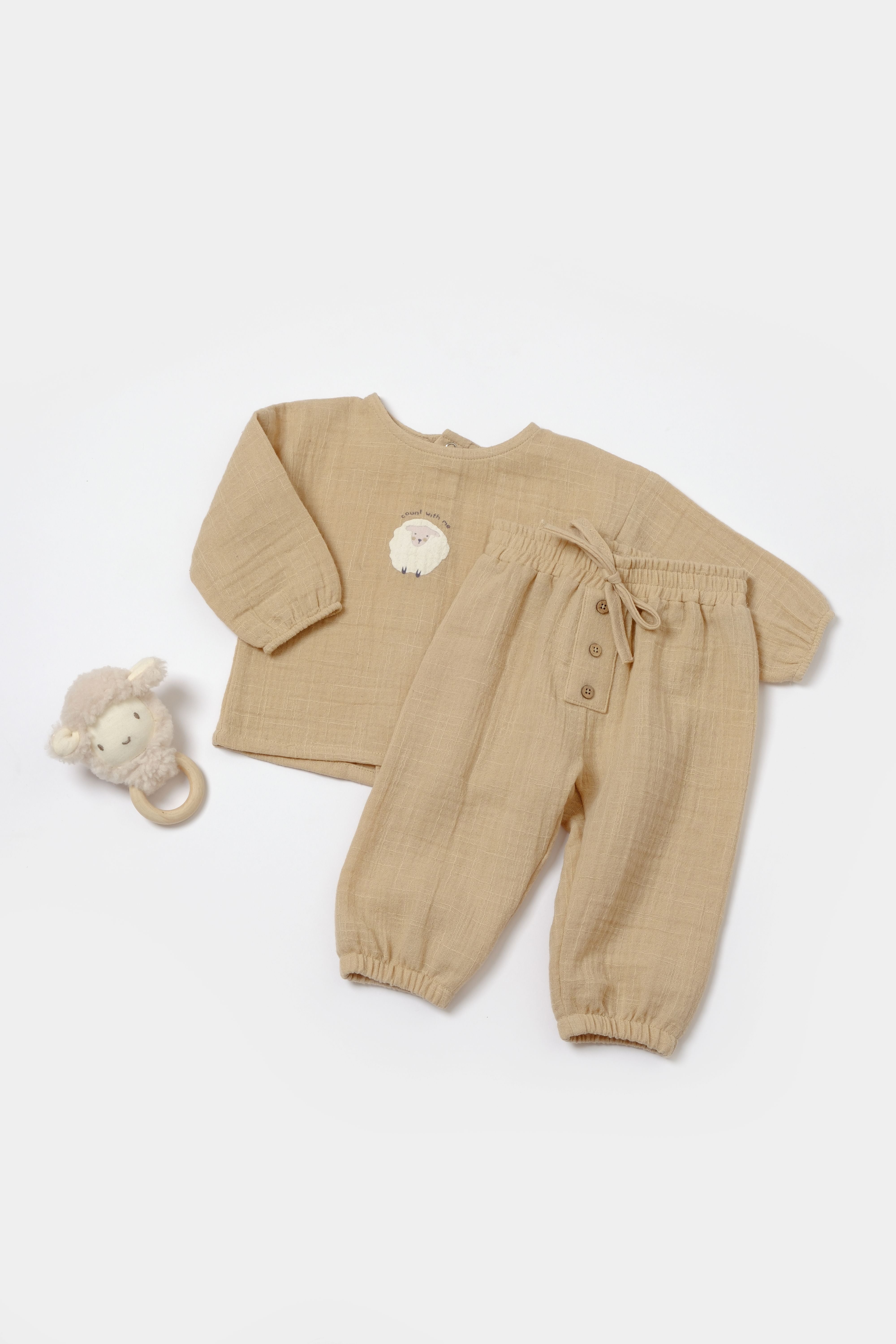 Muslin Brown Sheep 2 Piece Set