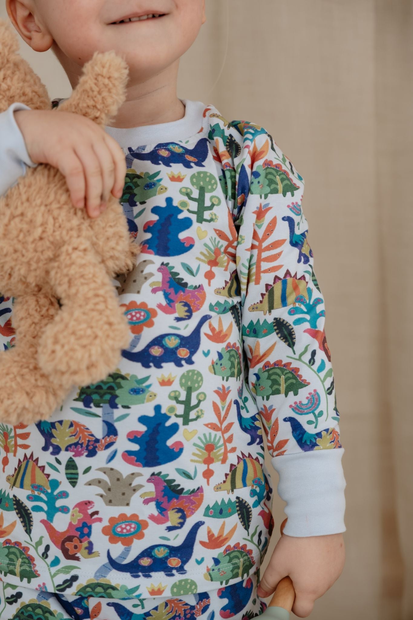 Dinosaur themed kids cotton pajamas