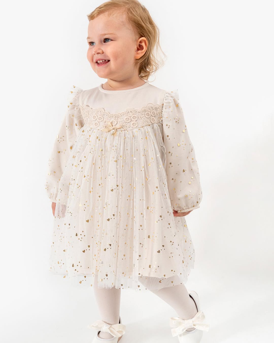 Elodie Dress – Ivory & Gold Dress 12-18M
