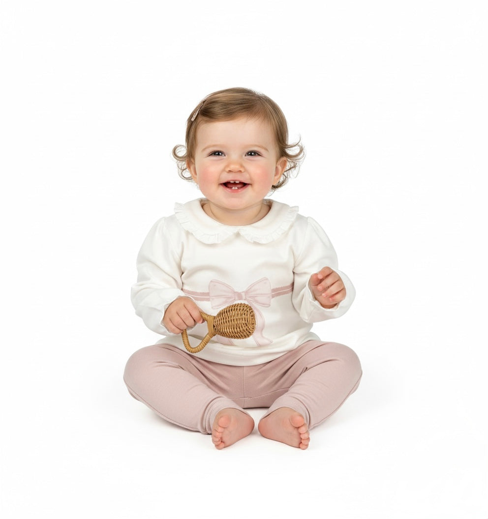 Organic Blush Ribbon Ruffle Set