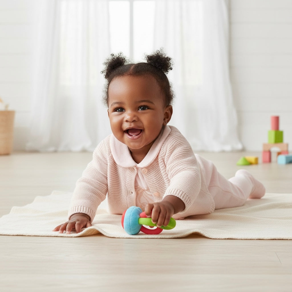 Soft pink newborn onesie and knit cardigan set for girls
