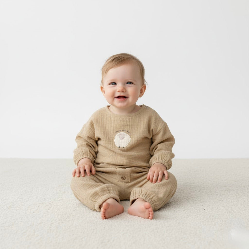 Muslin Brown Sheep 2 Piece Set