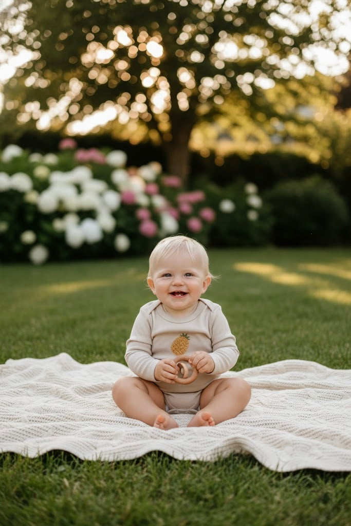 Pineapple Patterned Long Sleeve Bodysuit