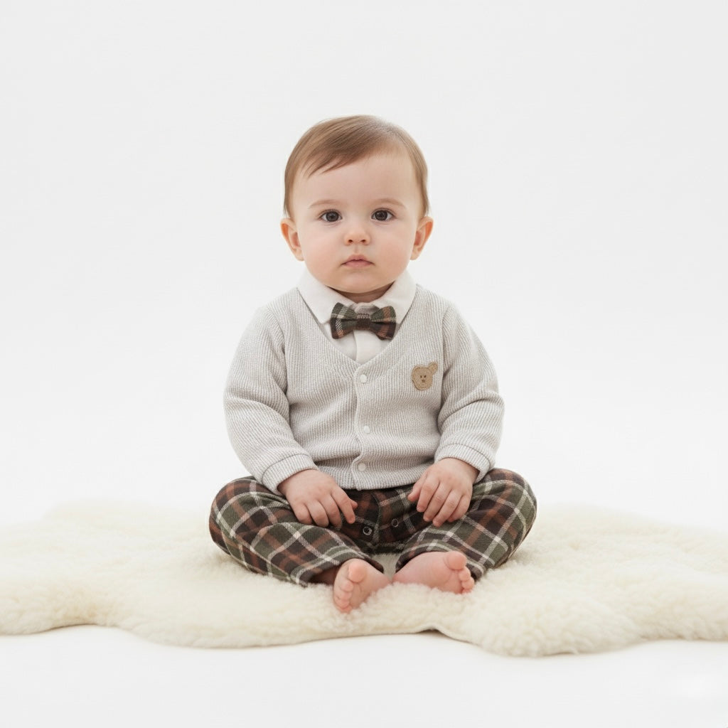 Bowtie Plaid Gentleman Romper