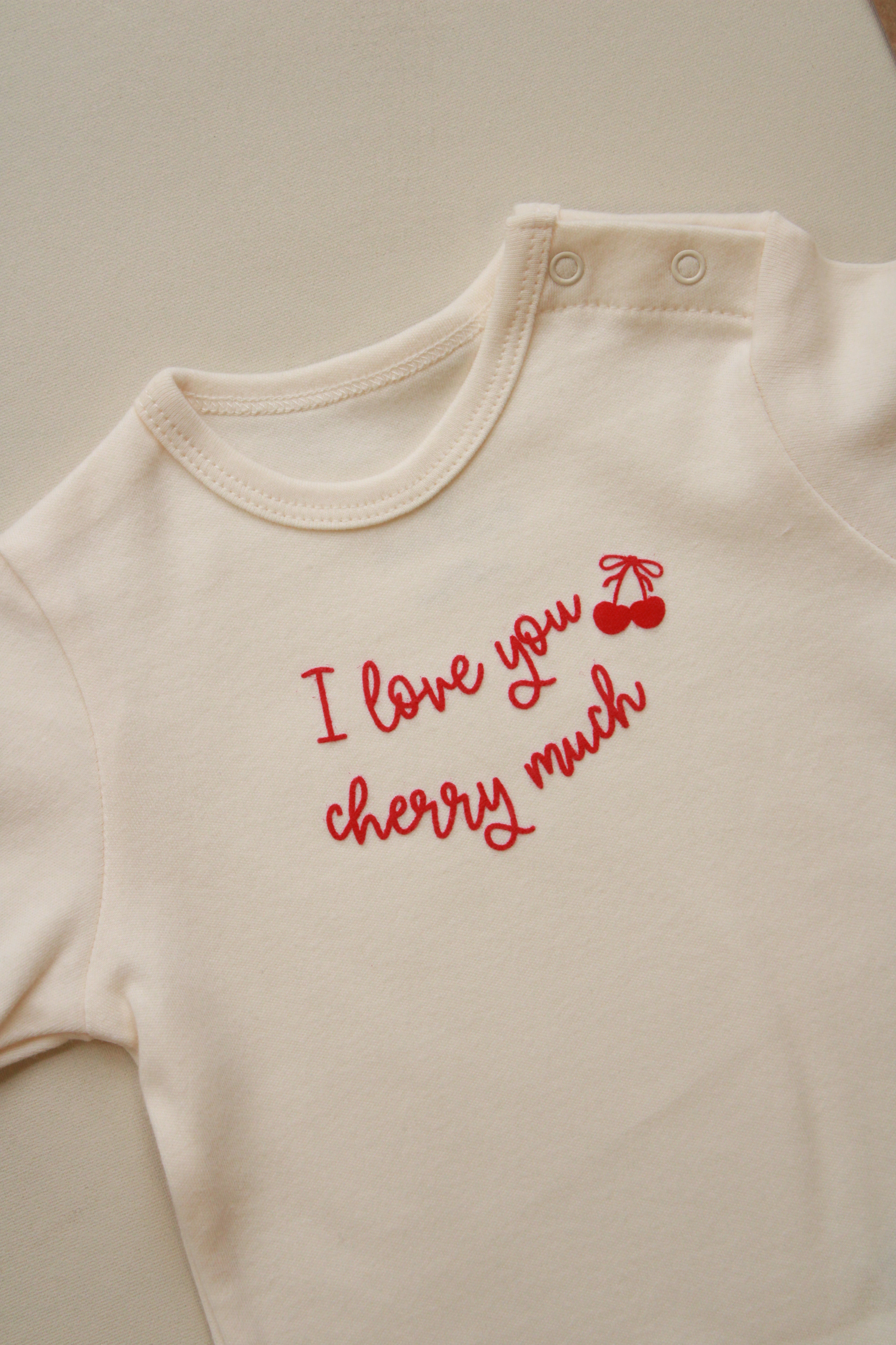 Cherry embroidered baby bodysuit