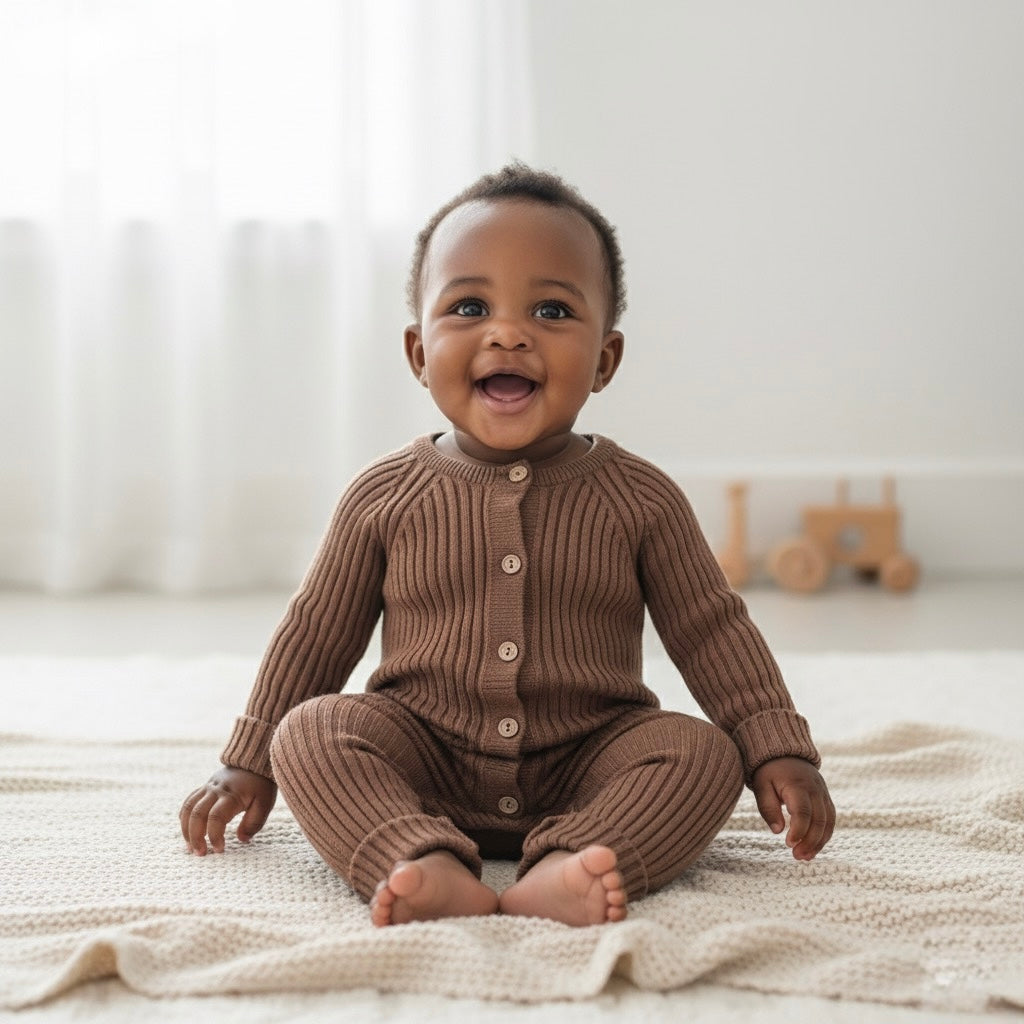 Knit Brown Organic Cotton Onesie
