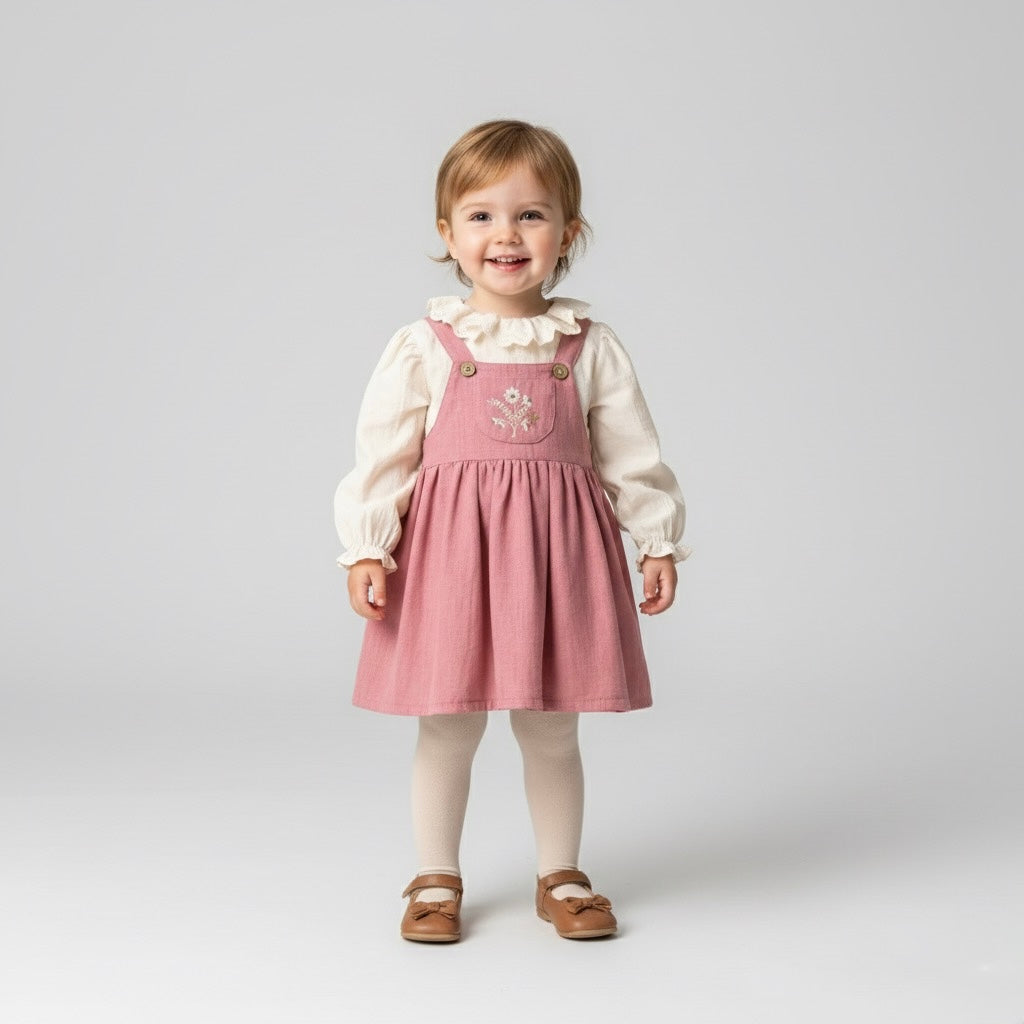 Dusty Rose Pinafore Dress & Blouse 4-5Y Dusty Rose Pinafore Dress & Blouse 4-5Y