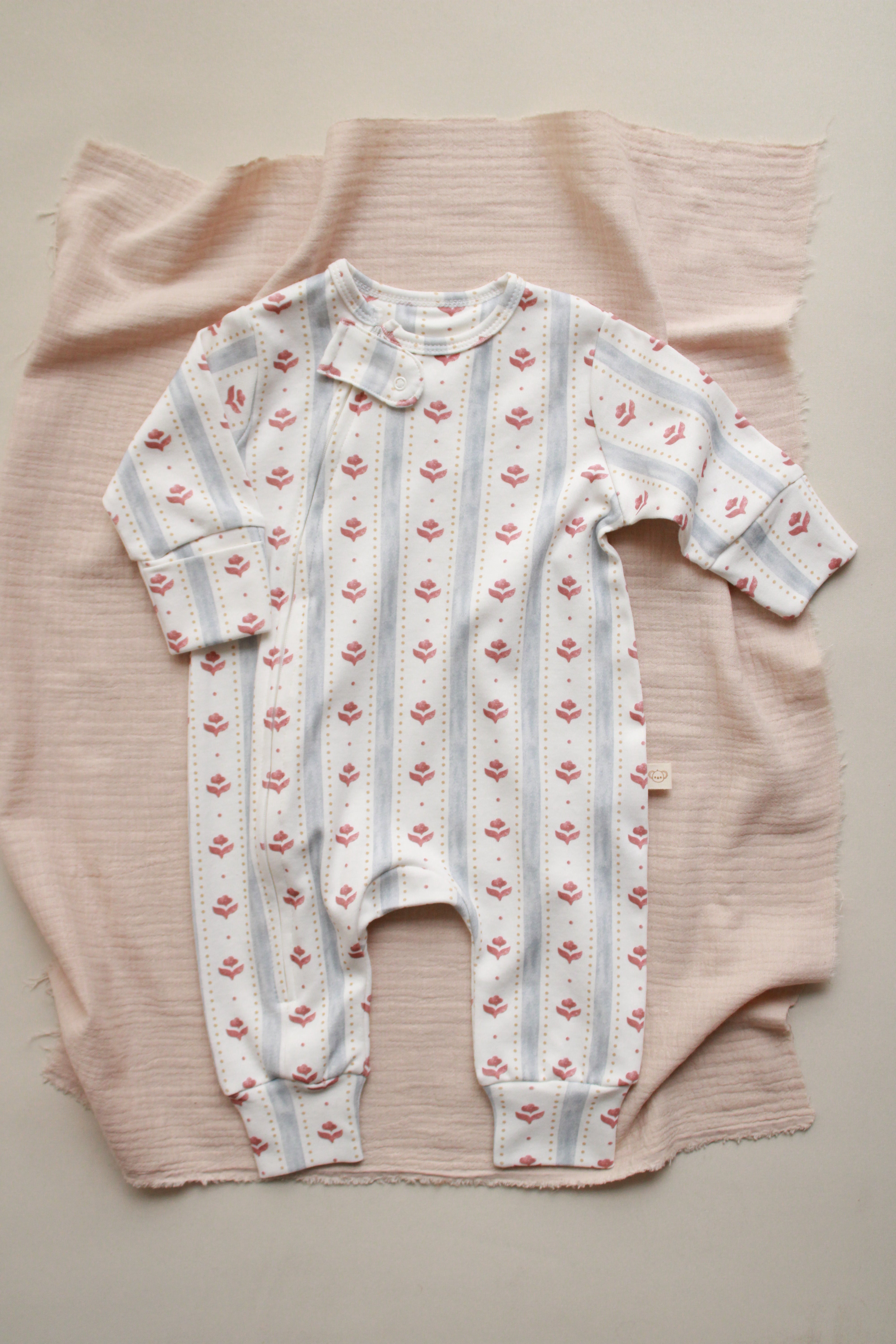 Vintage floral stripe baby outfit